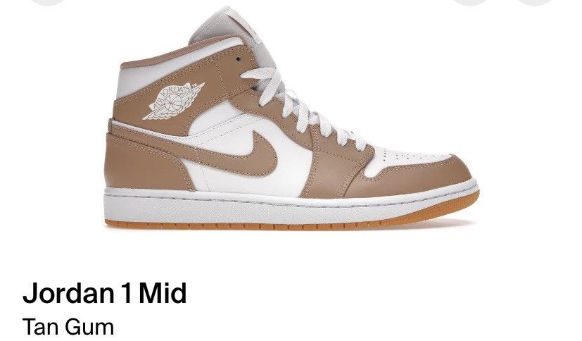 Jordan Brand Air Jordan 1s Mid Tan Gum Bottom Size US 8 / EU 41 - 4 Thumbnail
