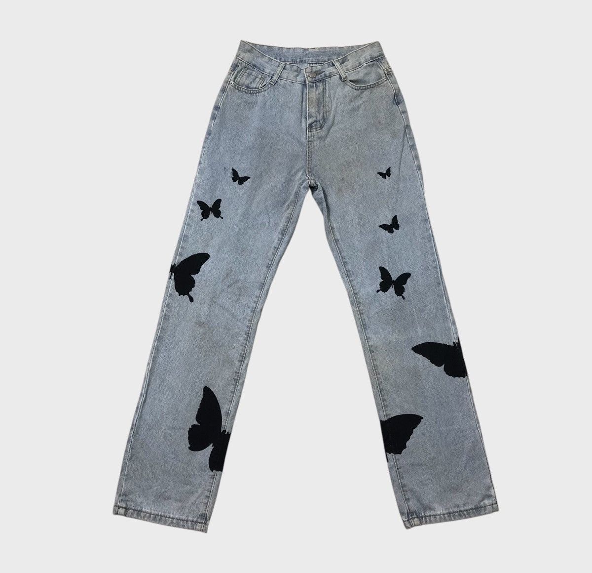 Vintage 🦋 Vintage 90s ZS Jeans Butterfly Silhouettes Straight Denim Size US 29 - 1 Thumbnail