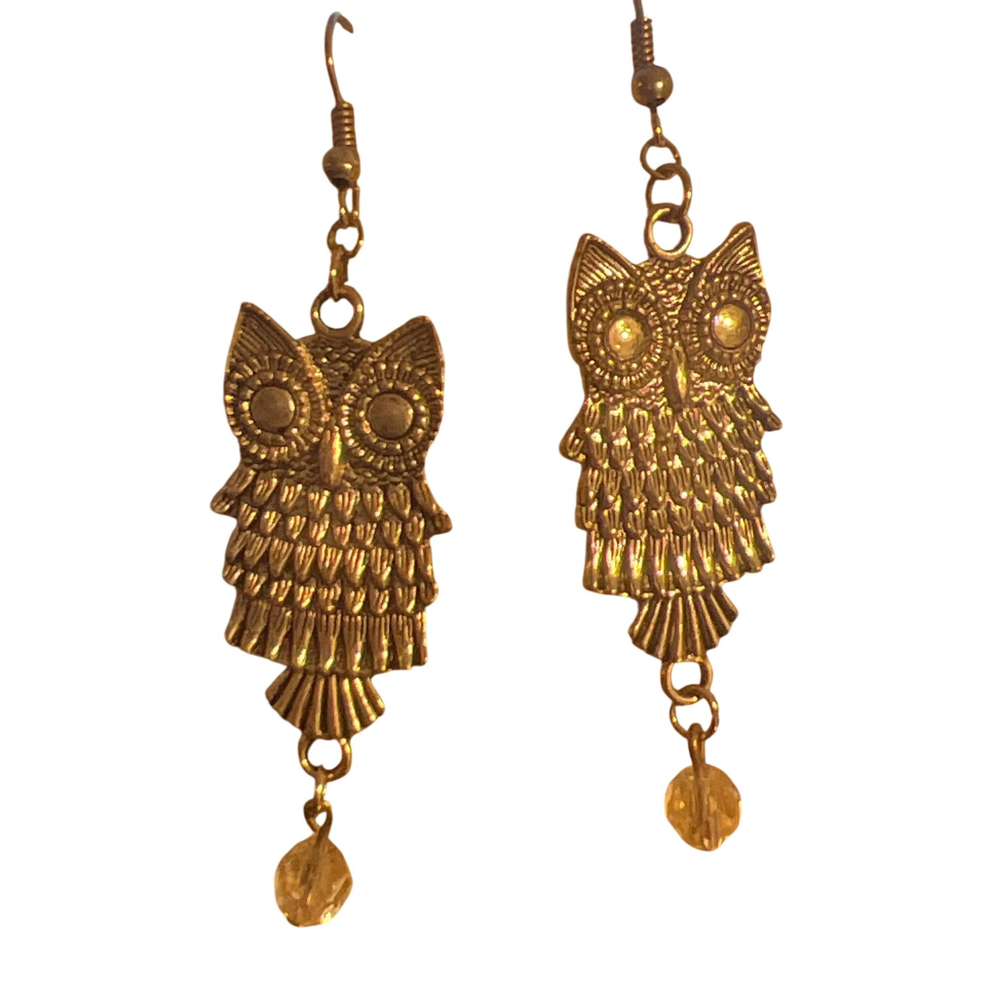 Other Vintage Silver Tone Owl Dangle Earrings Hook Clear Faceted B Size ONE SIZE - 1 Thumbnail