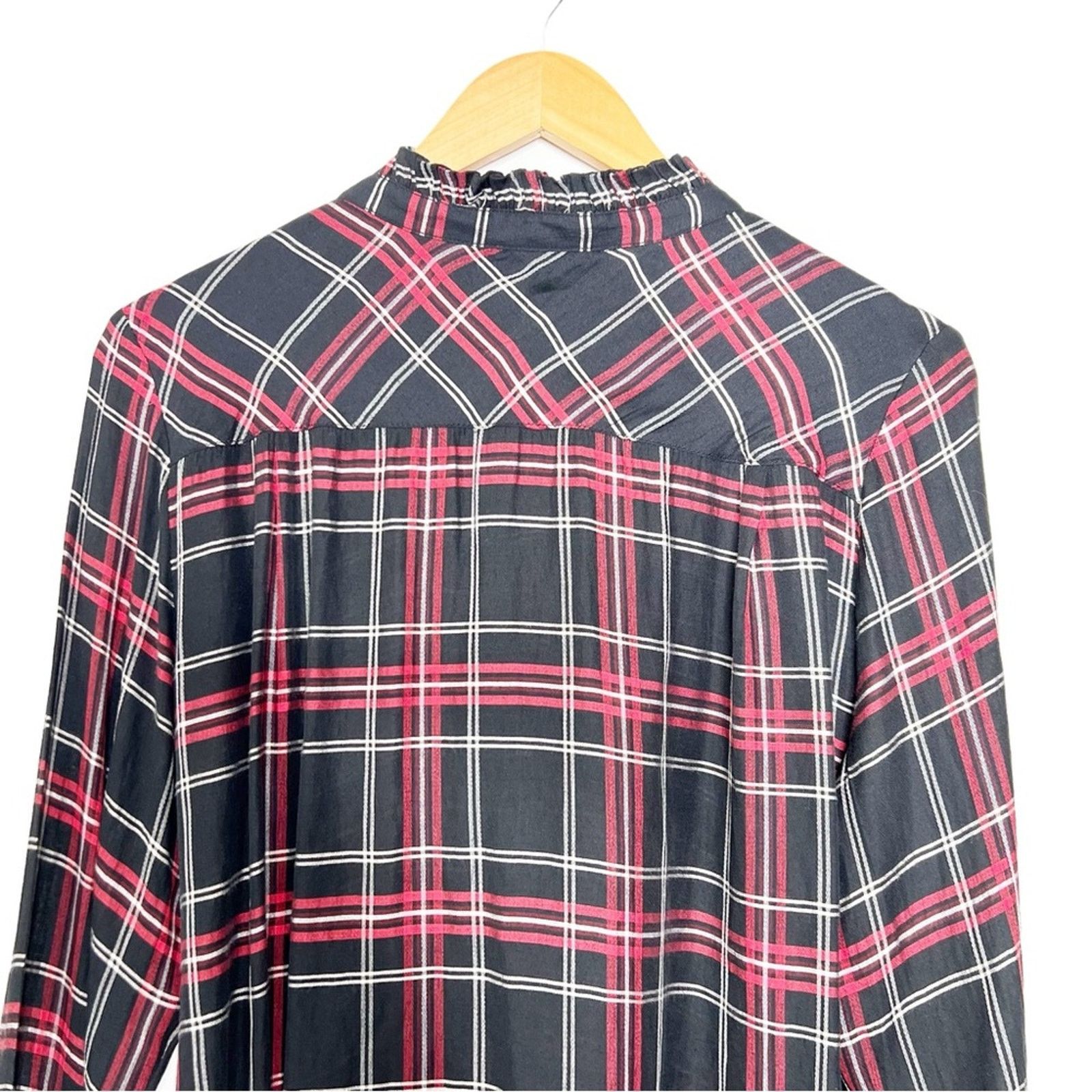 Loft Loft Women’s Petite Plaid Button Down Flannel Ruffle Shirt Size L / US 10 / IT 46 - 13 Thumbnail