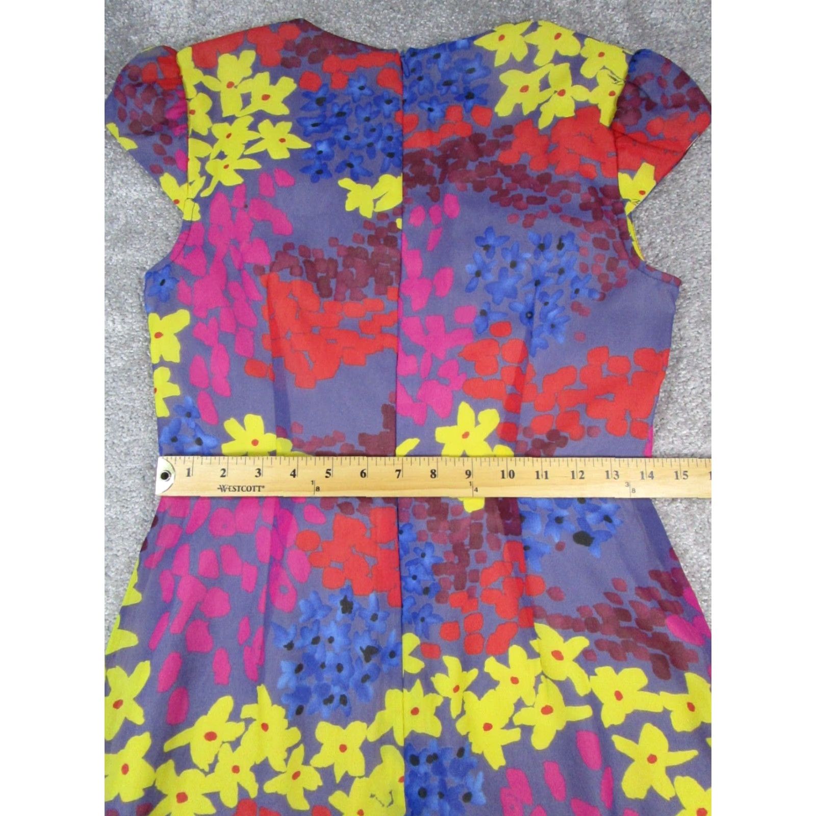 Trina Turk Trina Turk Miss T Dress Blouson Womens Blue Floral V-Neck Sleeveless Zip Short 6 Polyester Size M / US 6-8 / IT 42-44 - 7 Thumbnail