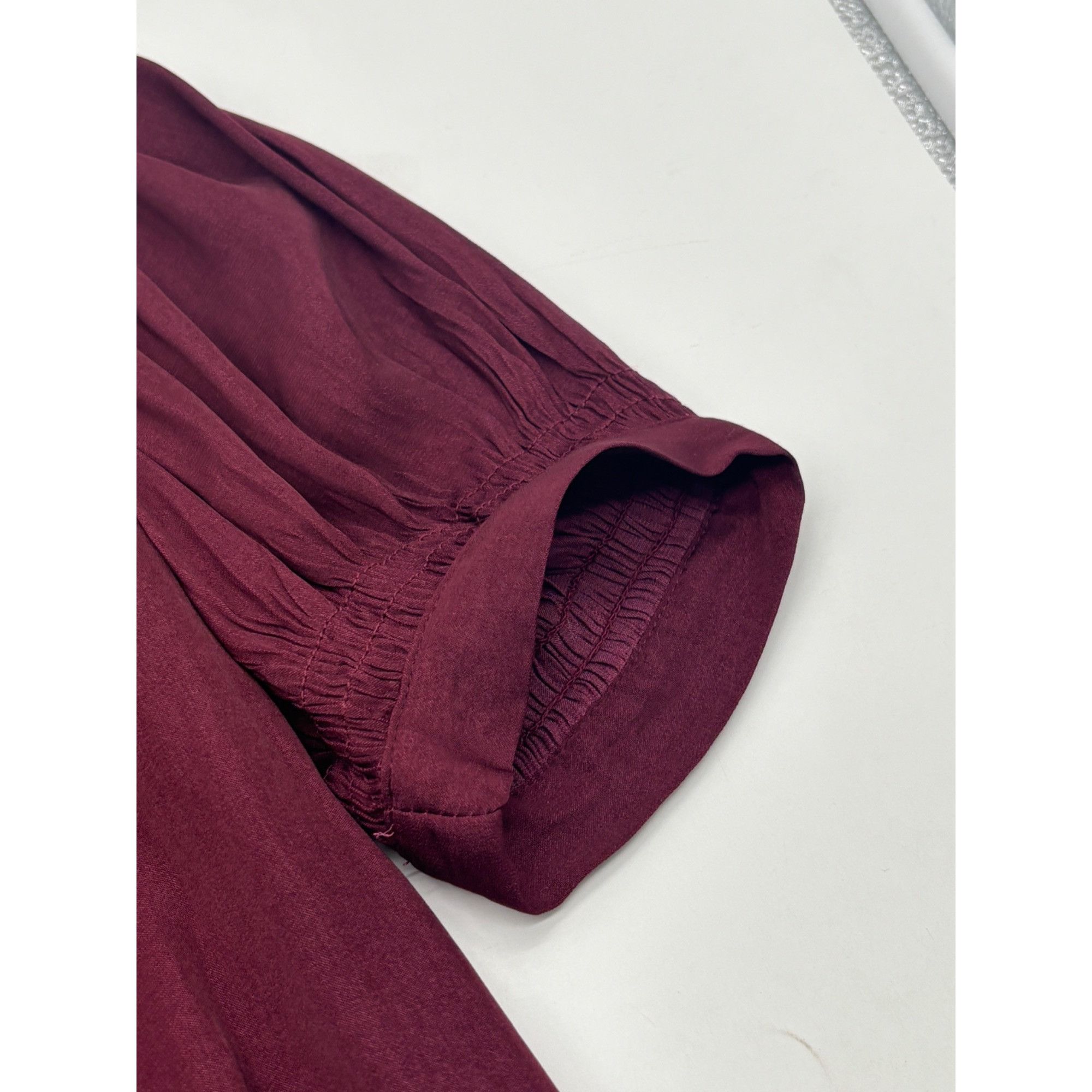 Current Air Current Air Shirred Short Sleeve Blouse, Plum, XS Size XS / US 0-2 / IT 36-38 - 7 Thumbnail