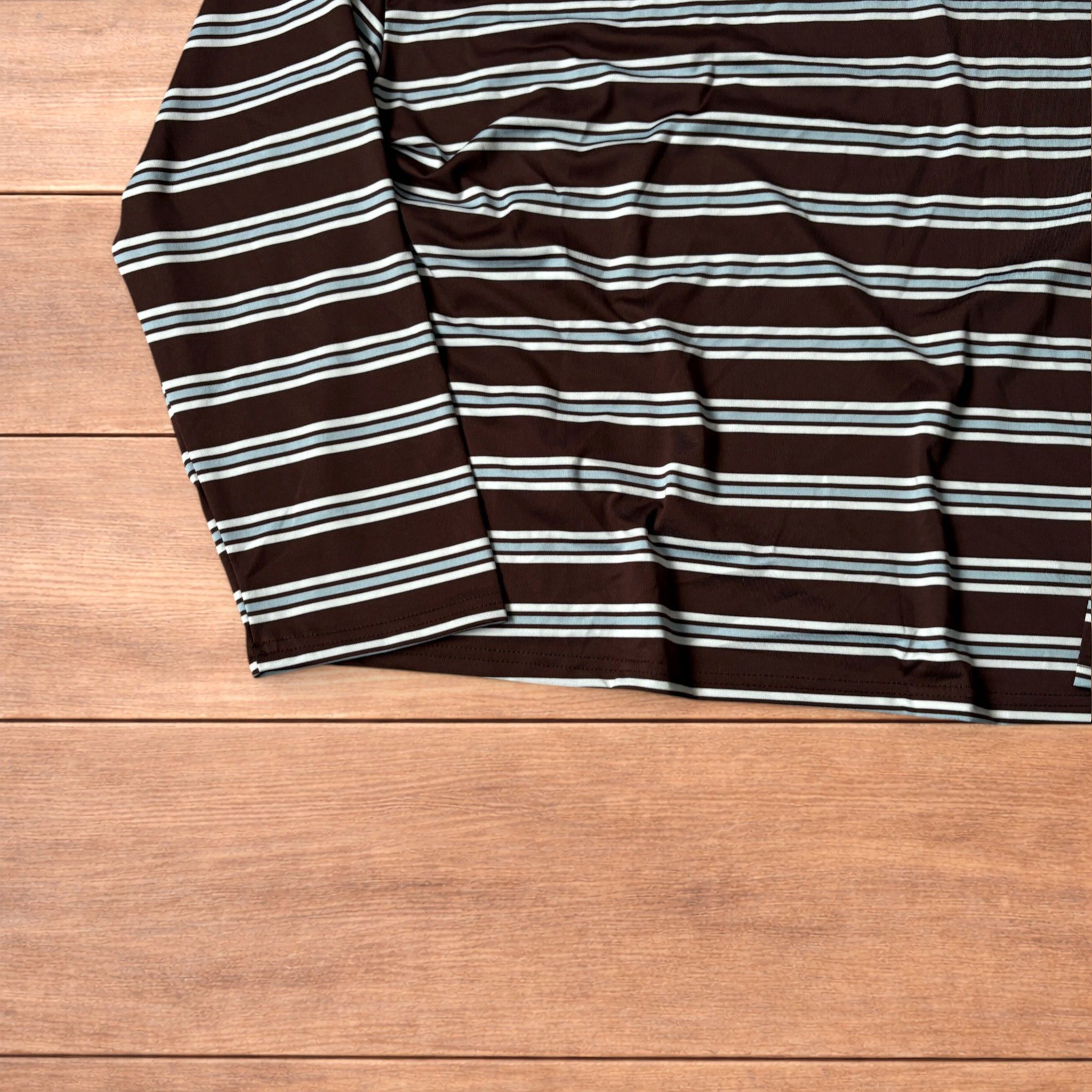 Japanese Brand Relaxed fit striped long sleeve top tshirt in brown/blue. Size US L / EU 52-54 / 3 - 4 Thumbnail