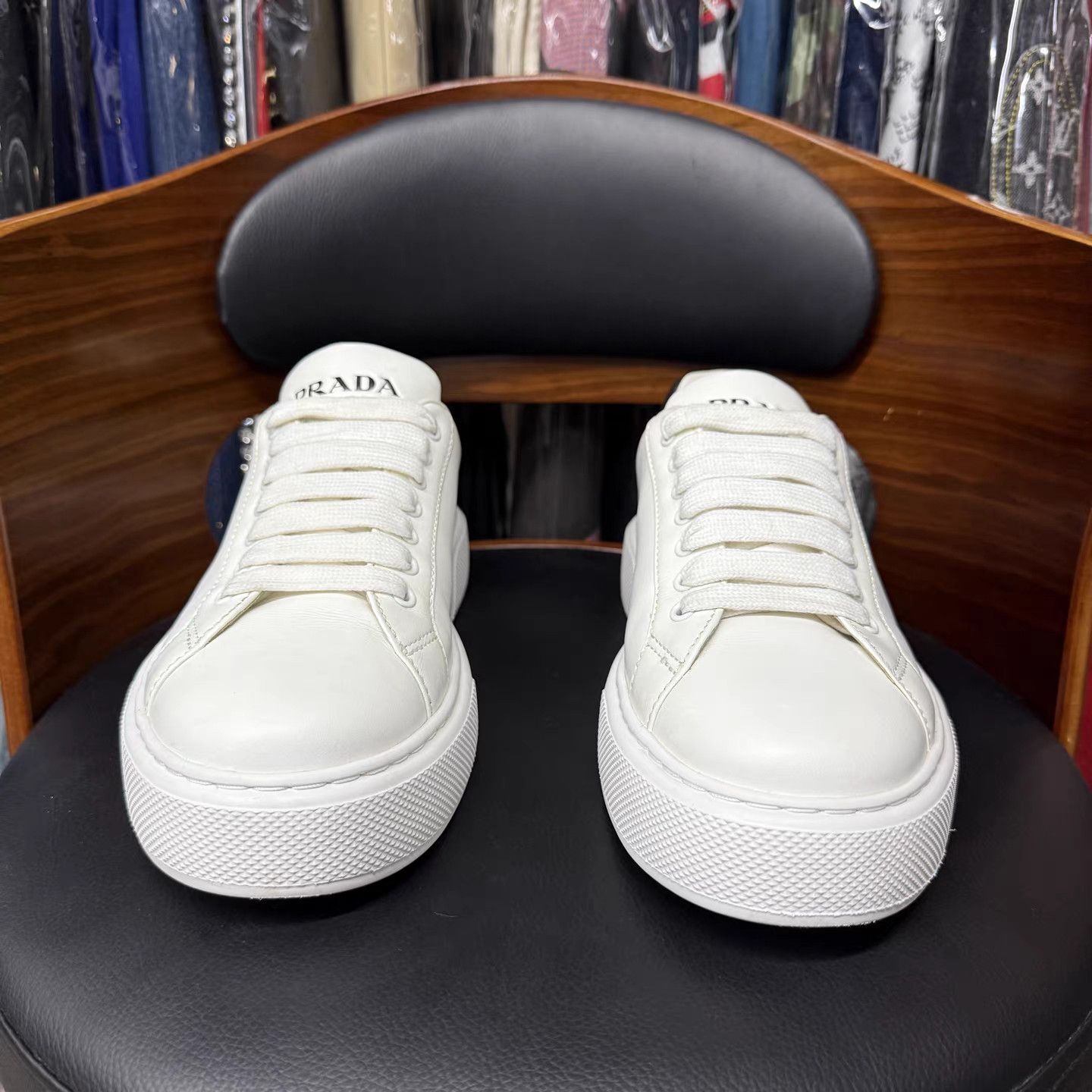 Prada Prada Black Tail White Platform Sneakers K15 Size US 6.5 / EU 39-40 - 2 Thumbnail