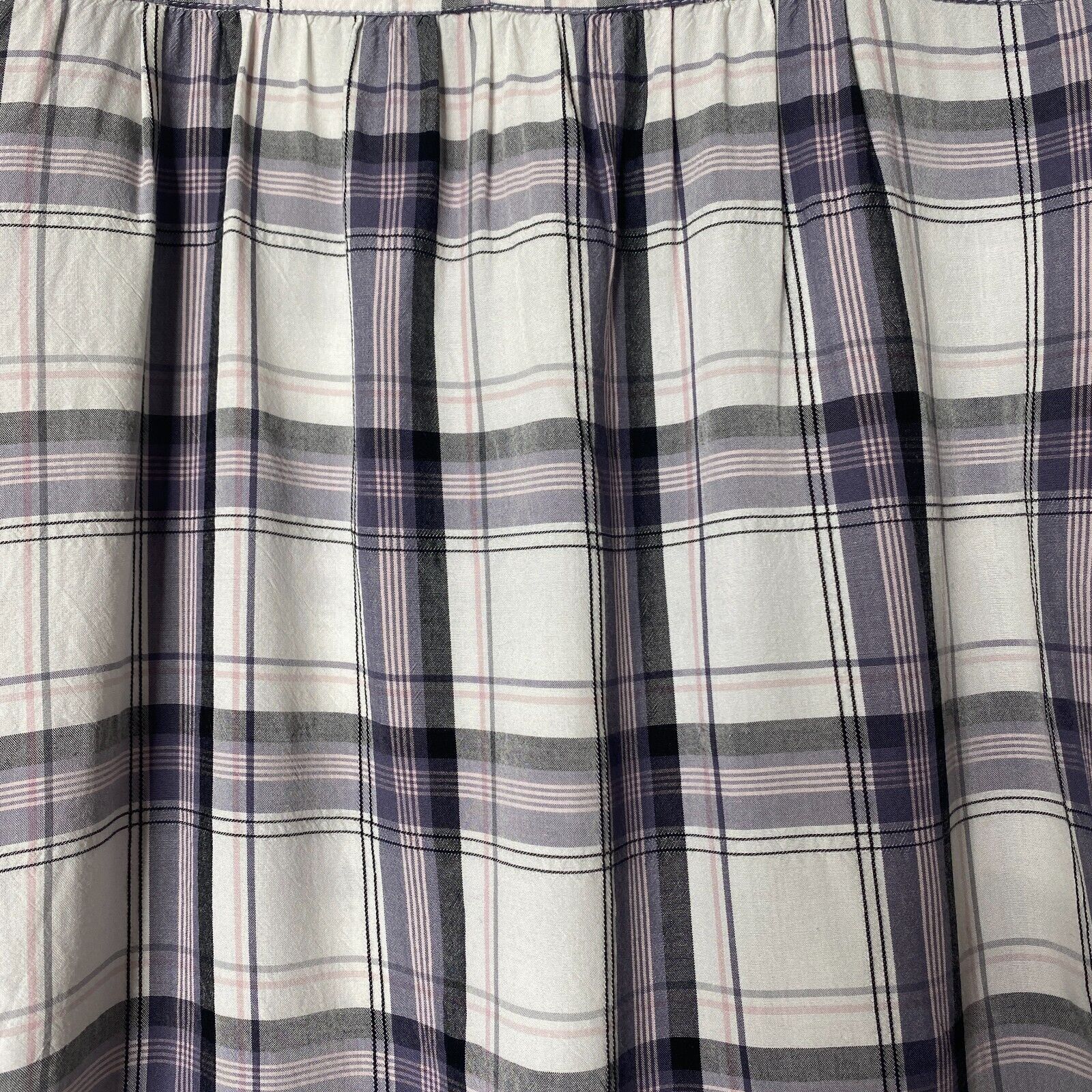 Loft Loft Lavender Plaid Roll-Tab Sleeve Shirred Back Blouse SP Size S / US 4 / IT 40 - 6 Thumbnail