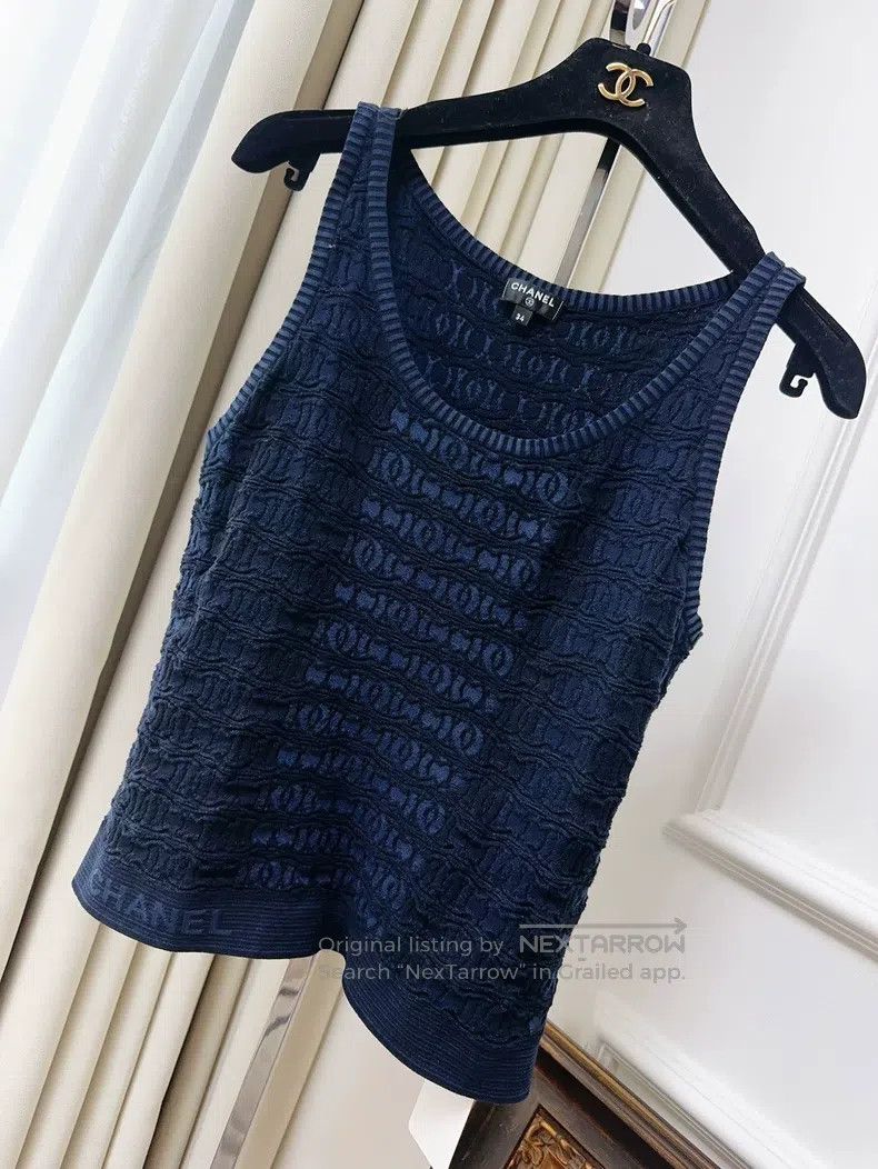 Chanel Chanel Dark blue knitted suspender vest Size XXS / US 00 / IT 34 - 1 Thumbnail