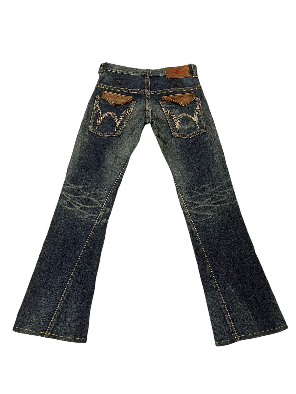 Edwin Flare Jeans Edwin Japan Faded Distress Stretch Boot Cut 8🟦3 Size US 31 - 12 Thumbnail