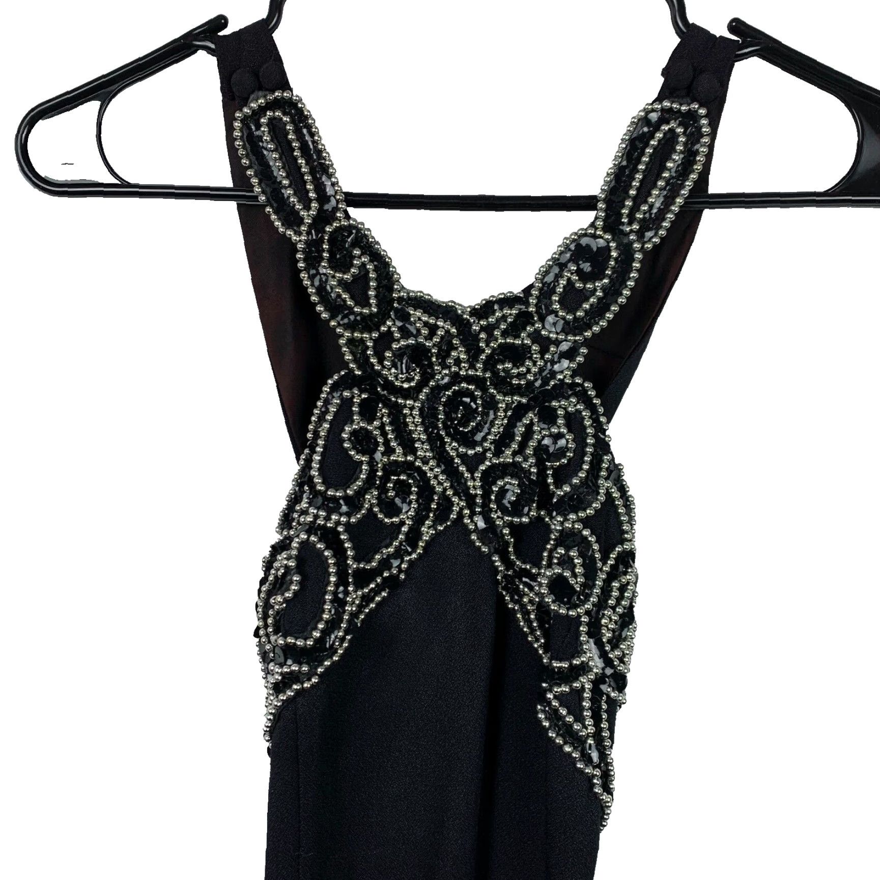 Vintage VINTAGE Blondie and Me 90s Black Bling Maxi Dress Prom 3/4 Sleeves (Juniors) Womens Size XS / US 0-2 / IT 36-38 - 2 Thumbnail