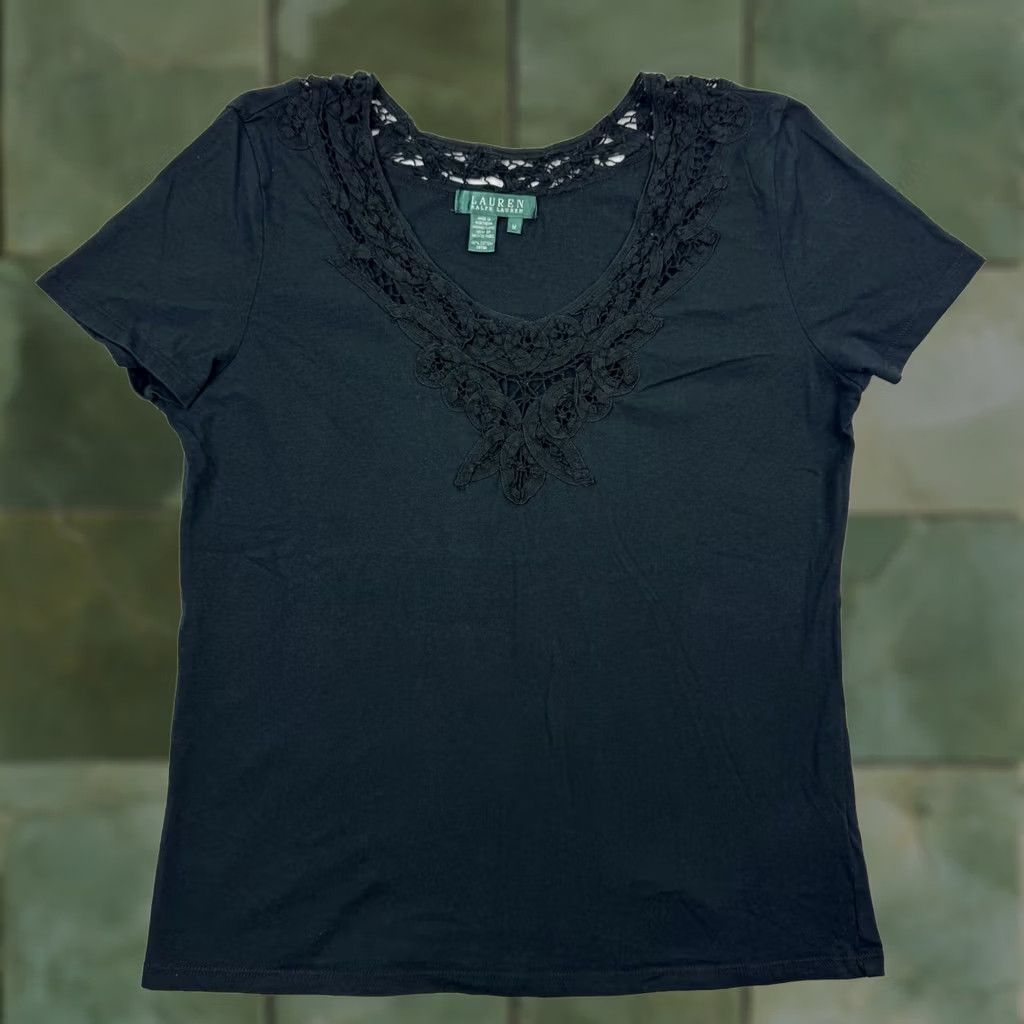 Ralph Lauren VINTAGE Lauren Ralph Lauren Top Womens Medium Lace Designer Preppy Y2K Size M / US 6-8 / IT 42-44 - 1 Thumbnail