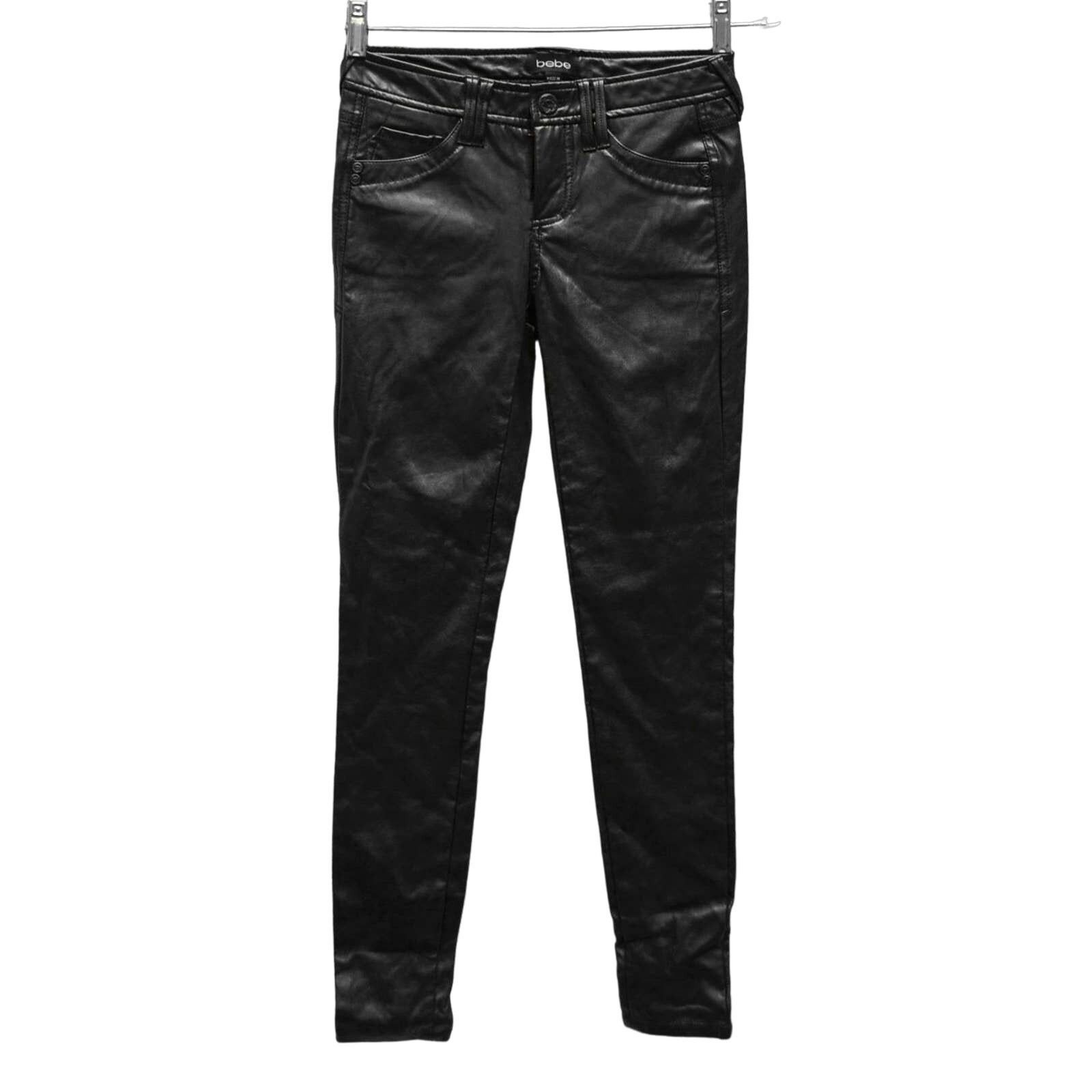 Bebe NWOT BEBE Black Shiny Leatherette Legging Pants Size 2 Size 26" / US 2 / IT 38 - 1 Thumbnail