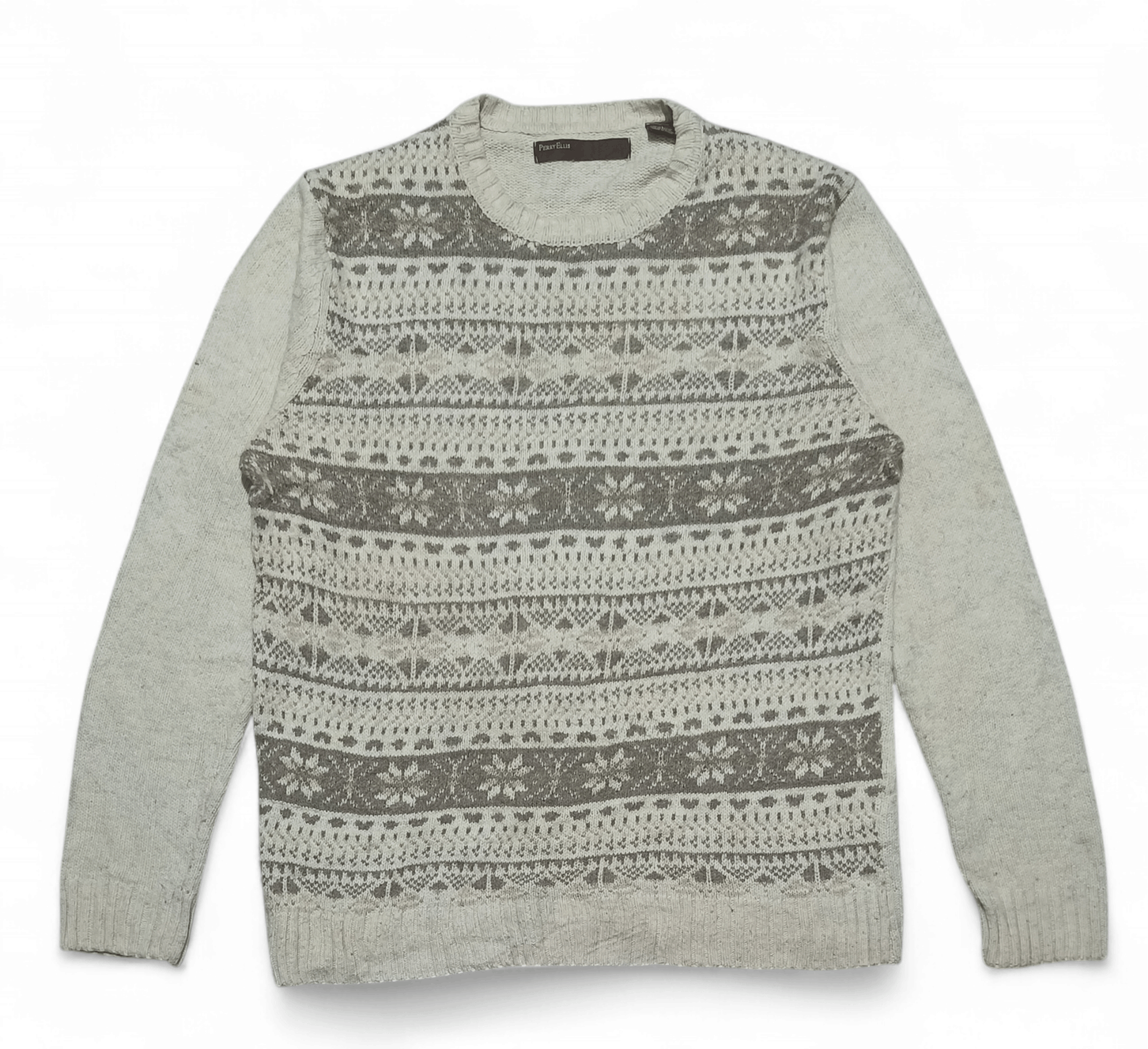Perry Ellis Vintage 90s PERRY ELLIS Ethnic Striped Motifs Knit Sweater Size US M / EU 48-50 / 2 - 2 Thumbnail