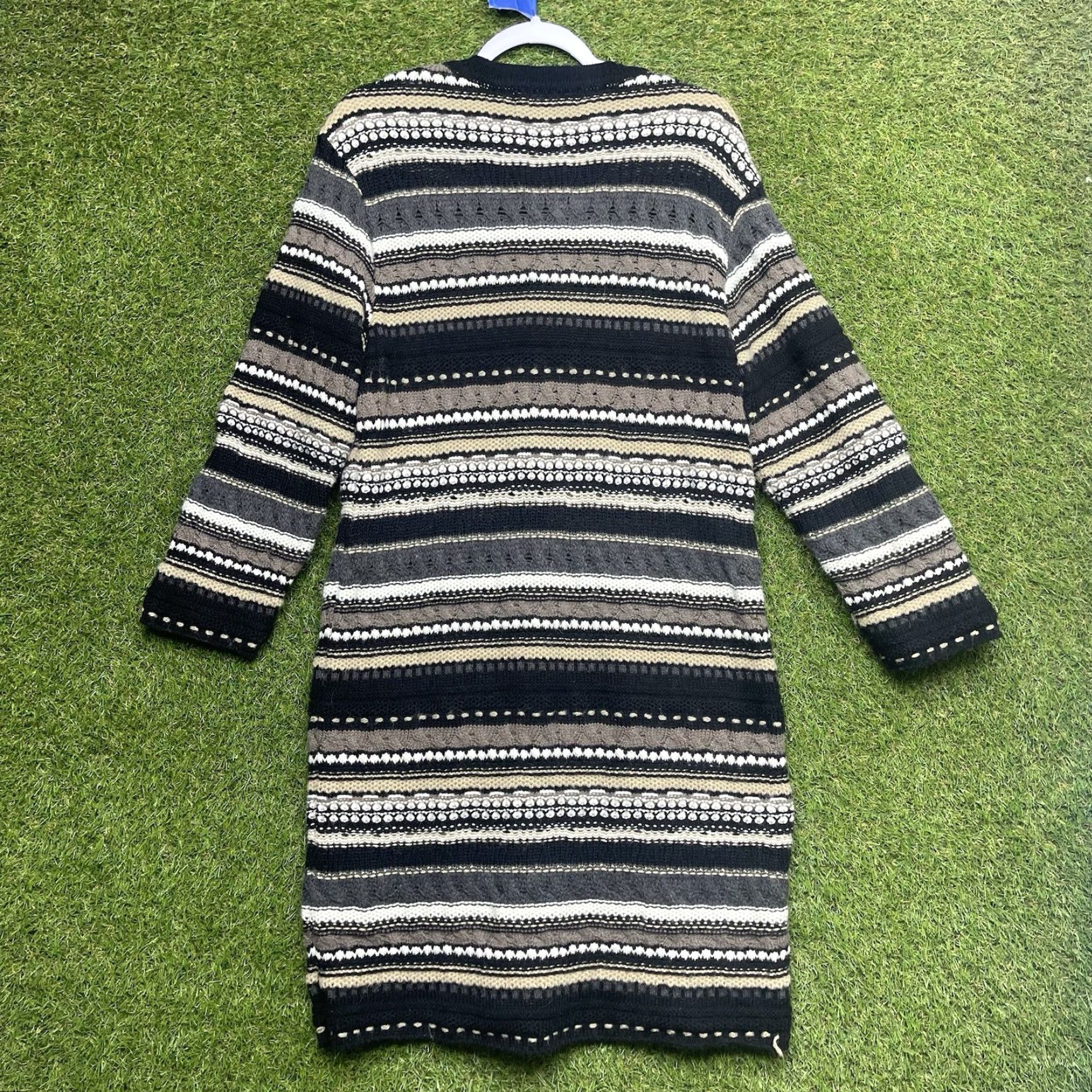 Anthropologie Anthropologie Sweater Cardigan Striped 3D Knit Long Sleeve Round Neck Black Button Pockets Bohemian Classic All Seasons Winter Fall Womens Size S / US 4 / IT 40 - 2 Thumbnail