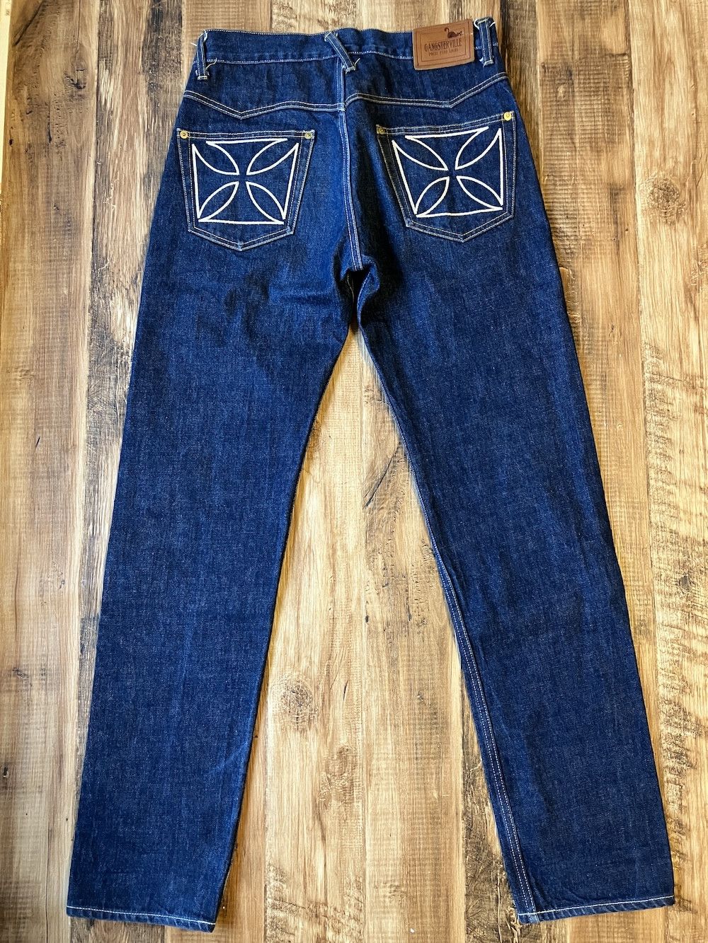 Japanese Brand GANGSTER VILLE “IronCross” W31 x L32 Slim fit Selvedge Denim Size US 31 - 1 Thumbnail