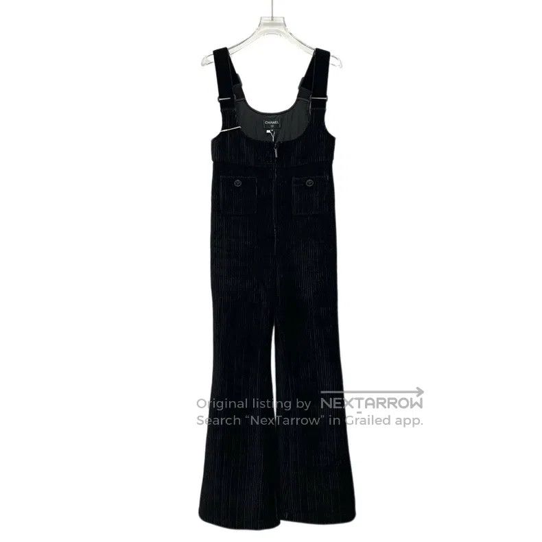 Chanel Chanel Black snowflake logo velvet cotton casual suspender Size 25" / US 0 / IT 36 - 1 Thumbnail