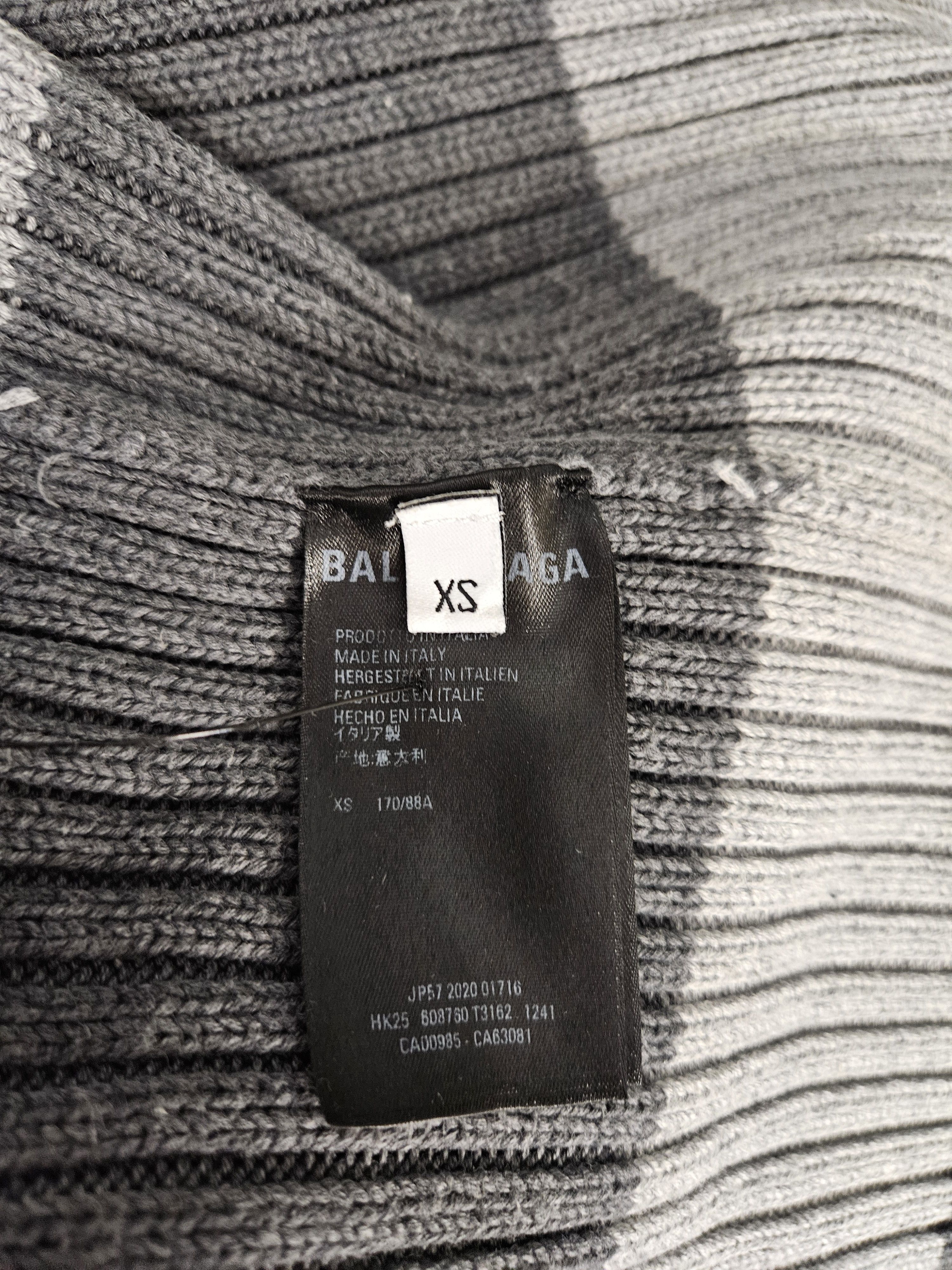 Balenciaga Oversized Gray Striped BB Logo Crewneck Sweater Size US XS / EU 42 / 0 - 6 Thumbnail