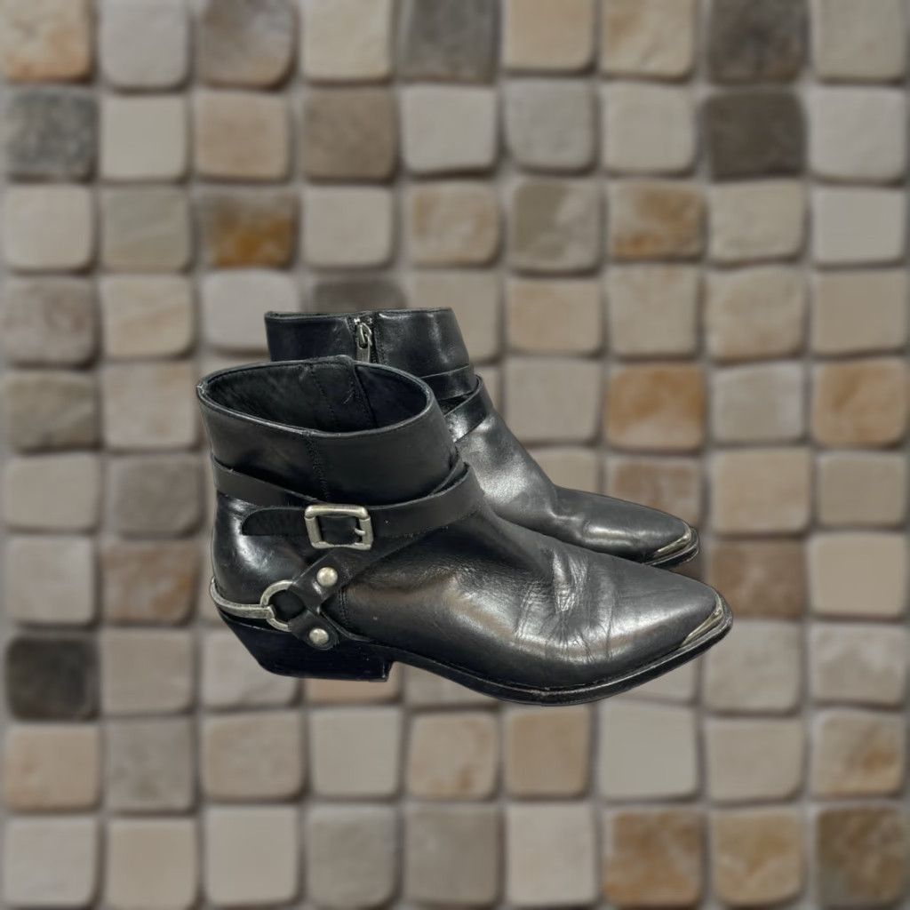 Sigerson Morrison Bootie Womens Black Leather Ankle Boots Size 8.5 US / 39  EU Square Toe Zip, image size:1024x1024