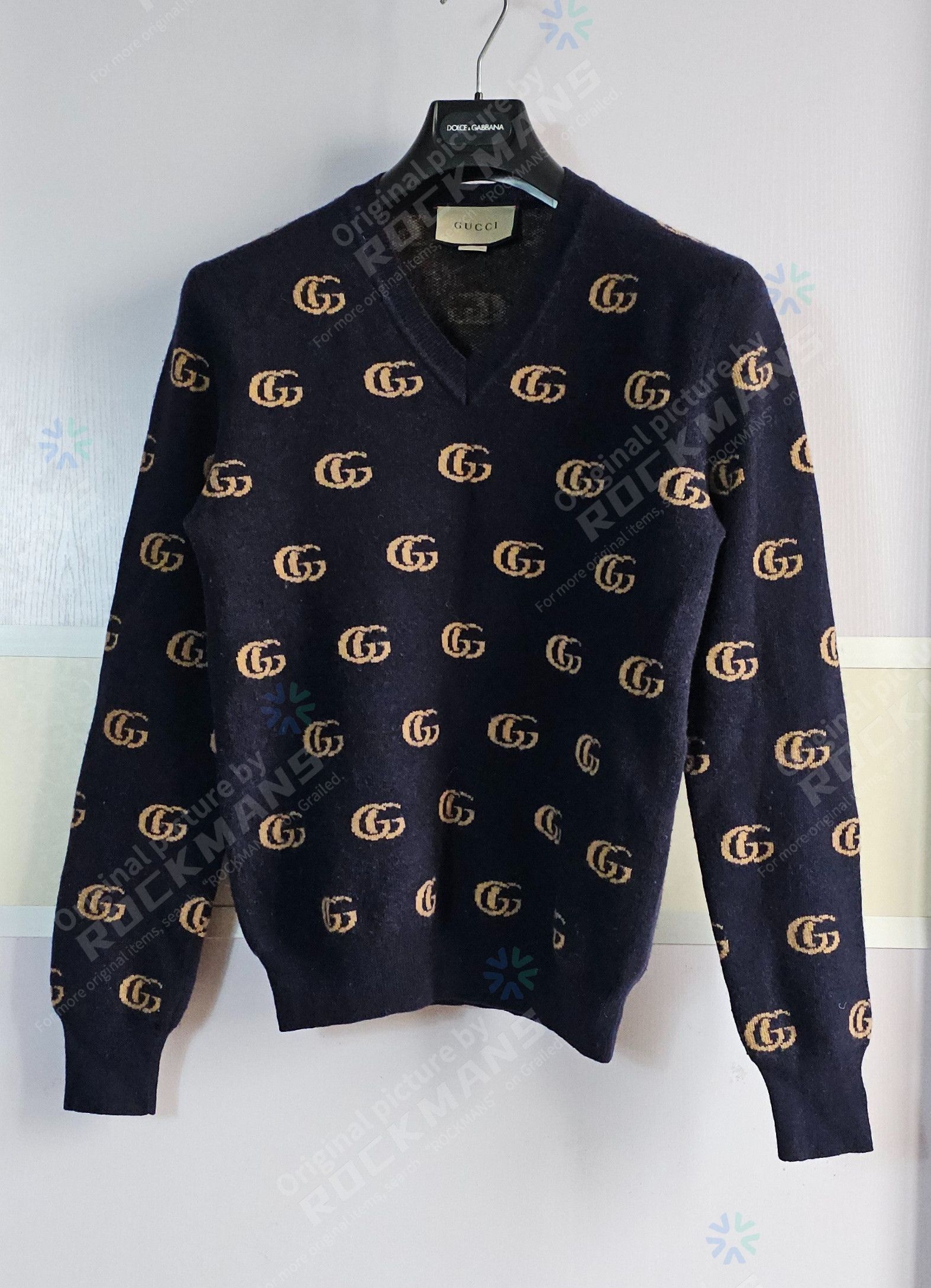 Gucci Gucci Unisex V-Neck Jacquard GG Wool Sweater XS like S/M Size US XS / EU 42 / 0 - 2 Thumbnail