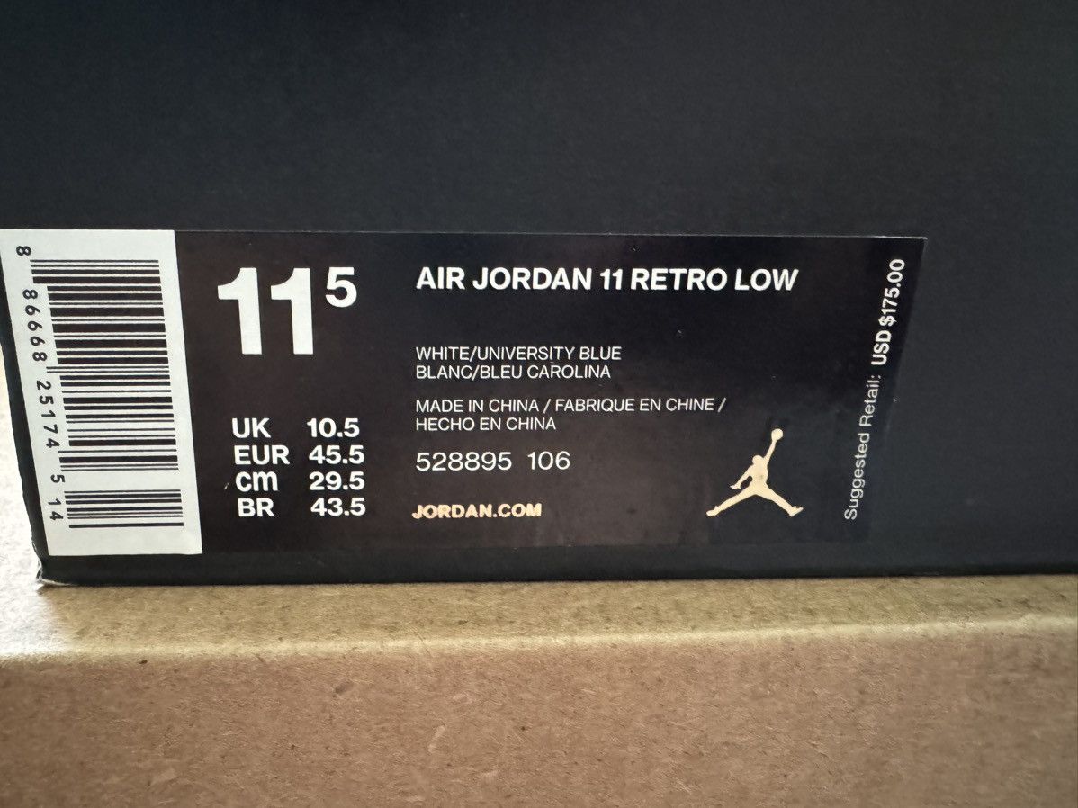 Jordan Brand Air Jordan 11 Retro Low 'UNC' 2017 Size US 11.5 / EU 44-45 - 11 Thumbnail