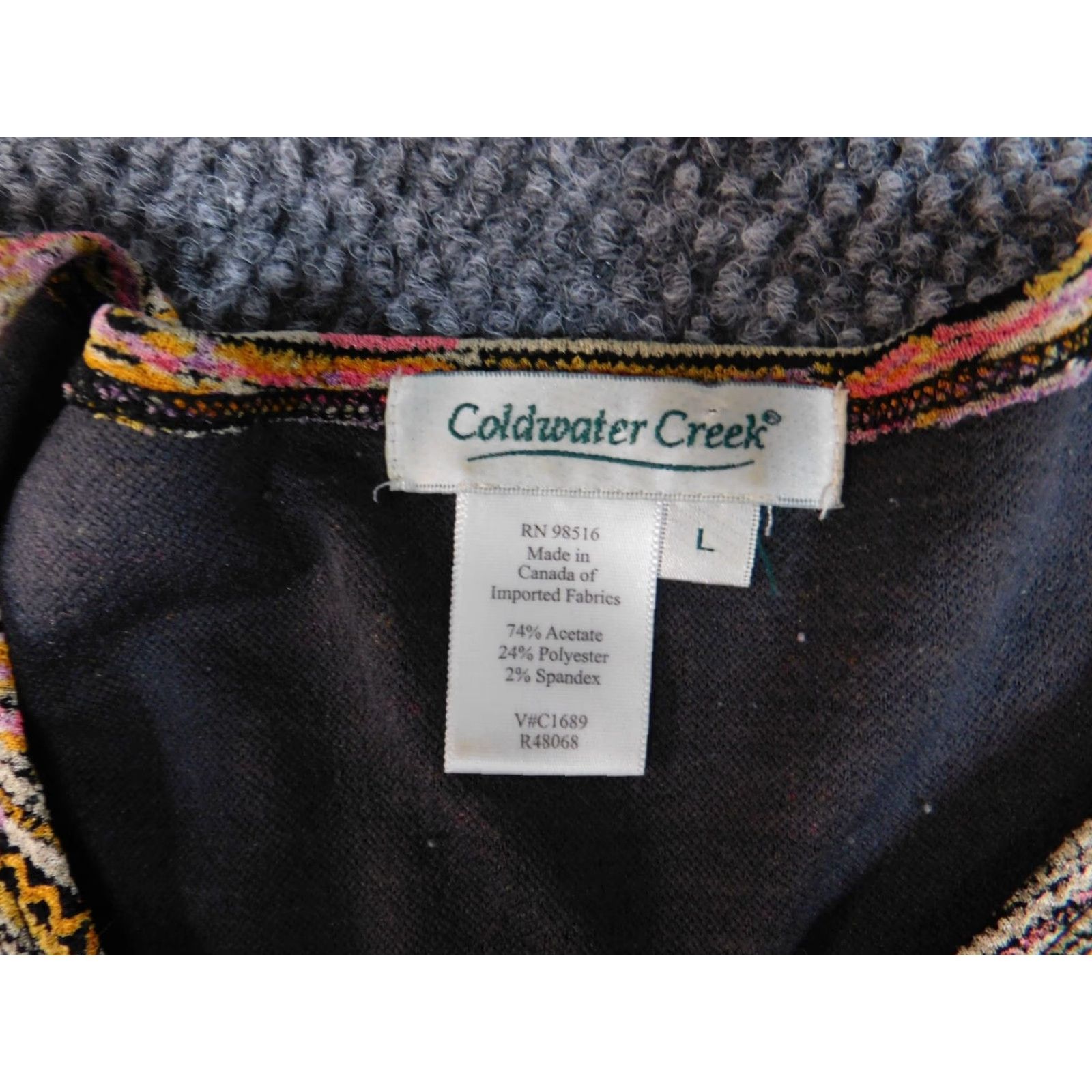 Coldwater Creek Coldwater Creek Womens Large Pink Geometric Pullover Crew Neck Stretch Knit Blouse Shirt Long Sleeve Casual Regular Size L / US 10 / IT 46 - 6 Thumbnail