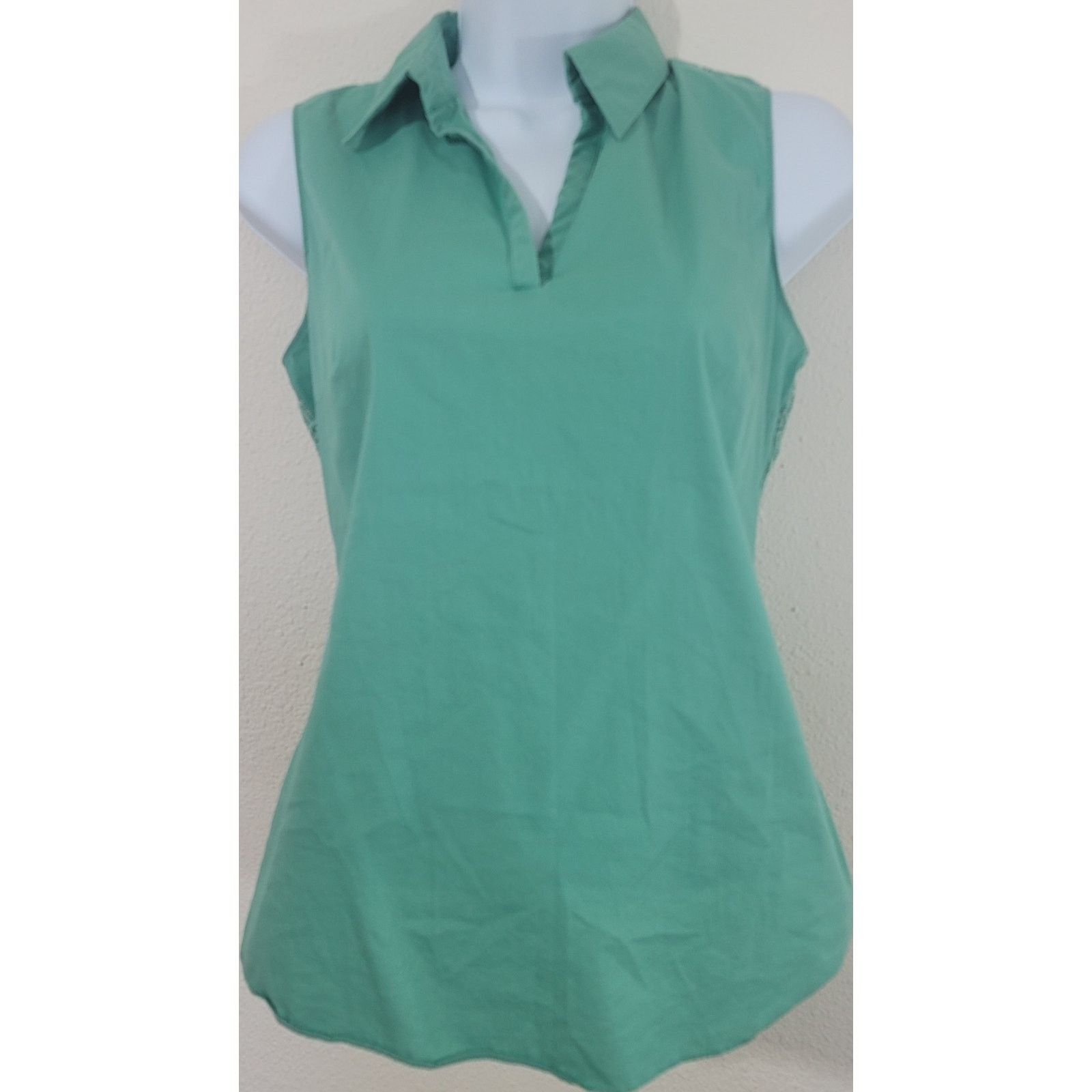 Other Tahari Seagreen Dolia Sleeveless Shirt XS Lace Back V-Neck Size XS / US 0-2 / IT 36-38 - 1 Thumbnail