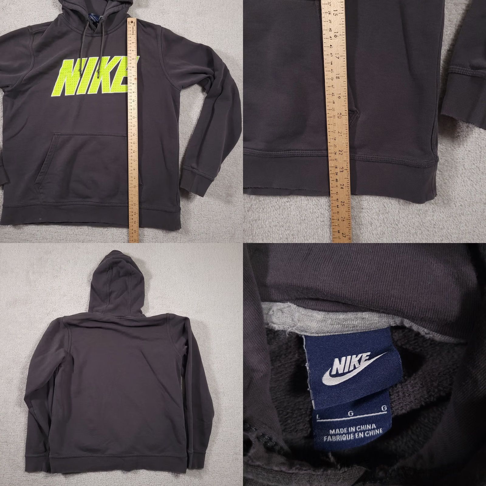 Nike Nike Hoodie Mens Large Gray Hooded Logo Spellout Fleece Sweatshirt Grunge Skater Size US L / EU 52-54 / 3 - 9 Thumbnail