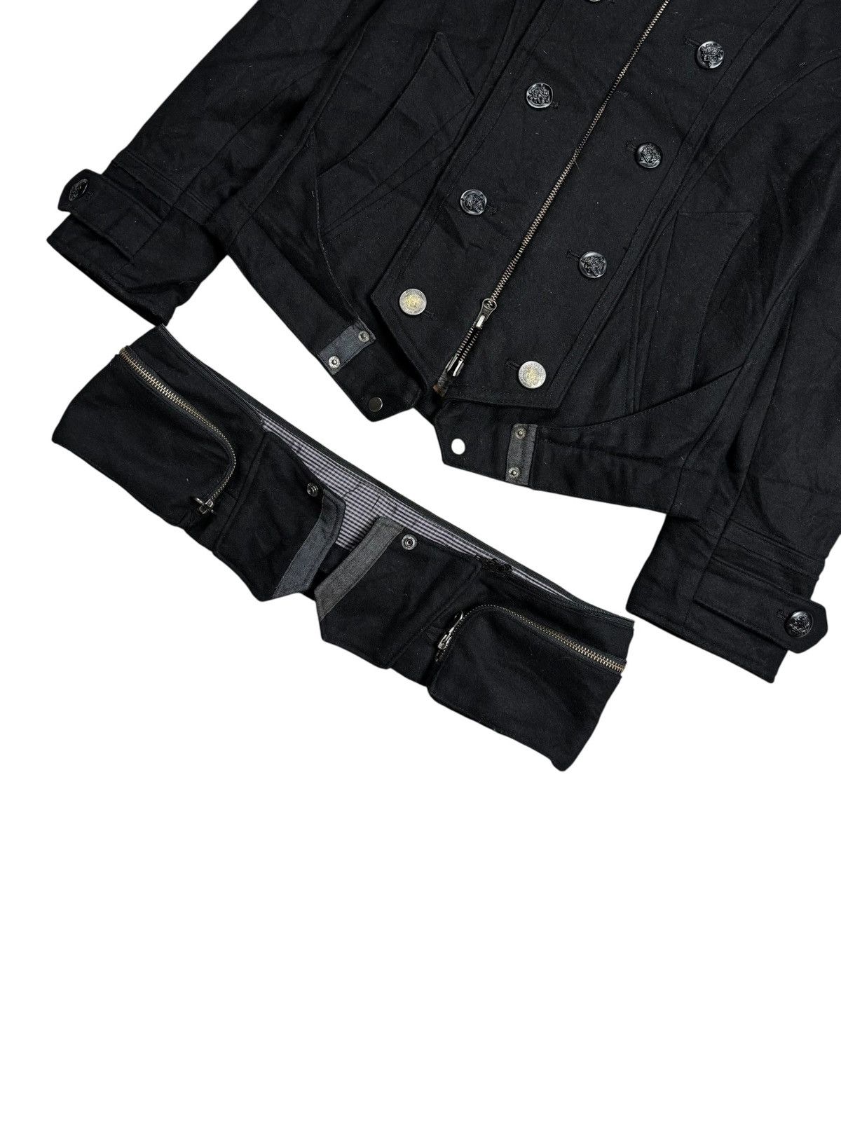 14th Addiction 2000s PPFM - Fur Hoodie Waist Pocket Napoleon Jacket Size US S / EU 44-46 / 1 - 8 Thumbnail