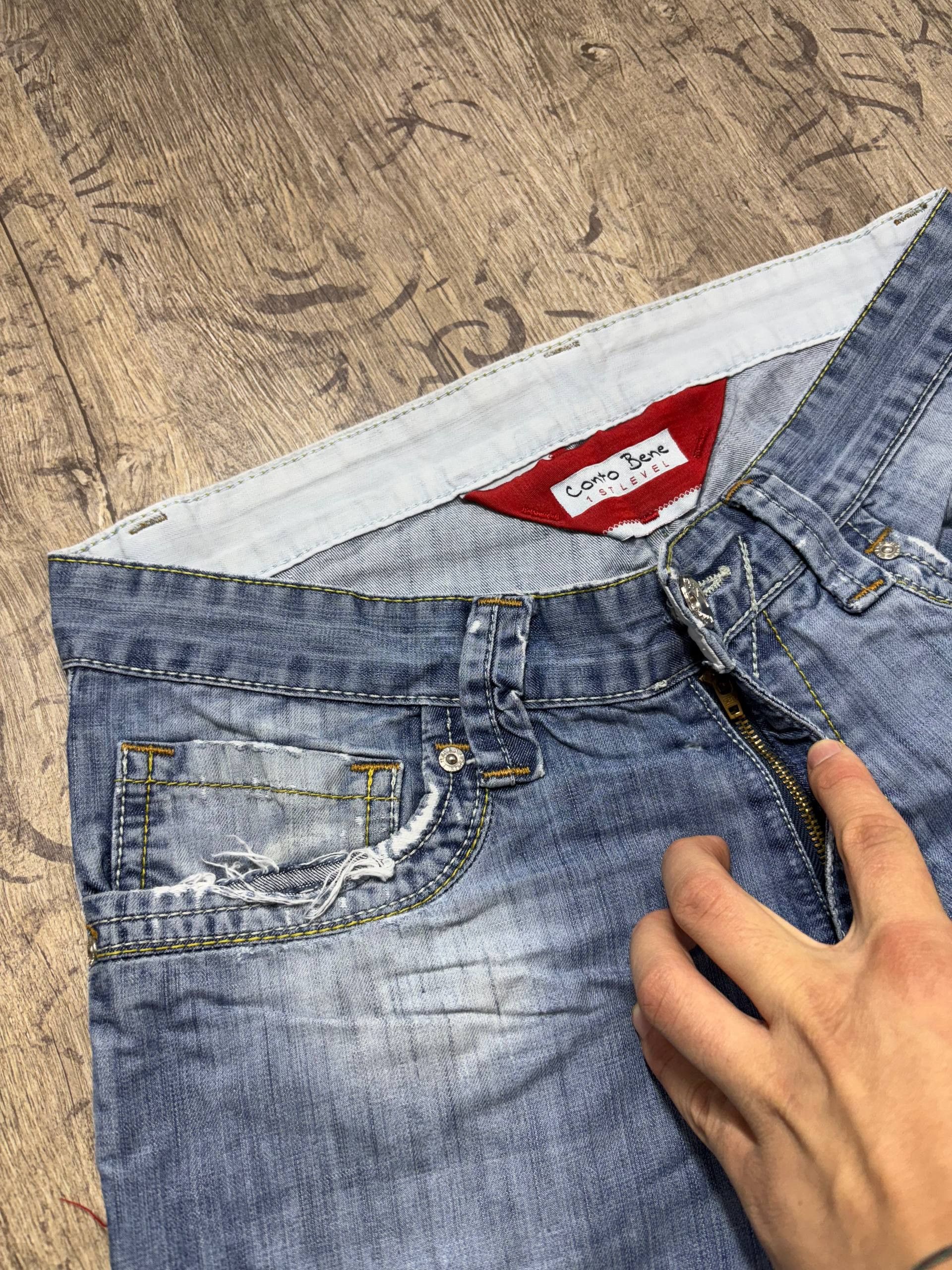 GOSTAR DE FUGA VTG Flare GOA LGB type! Y2K Japan Denim Jeans Size US 31 - 8 Thumbnail
