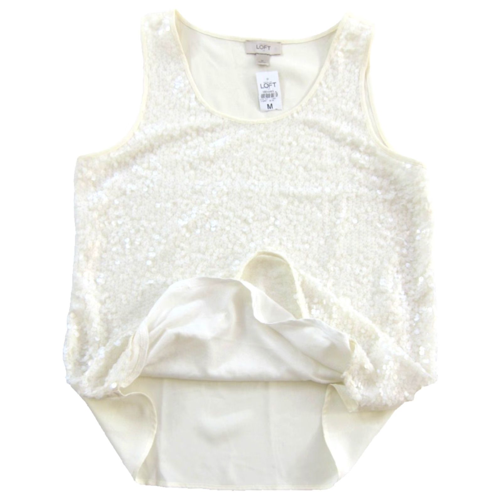 Ann Taylor NWT Ann Taylor Loft Ivory Sparkly Sequin Tank Blouse Women Size Medium Size M / US 6-8 / IT 42-44 - 4 Thumbnail