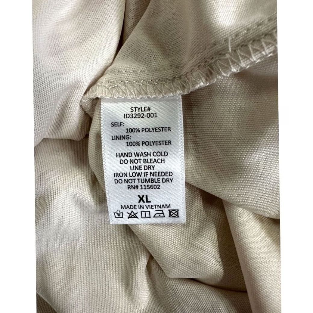 Vintage All In Favor Mini Dress Womens XL Tan Wrap V-Neck Casual Short Sleeve Ladies NEW Size 40" / US 18 - 4 Thumbnail