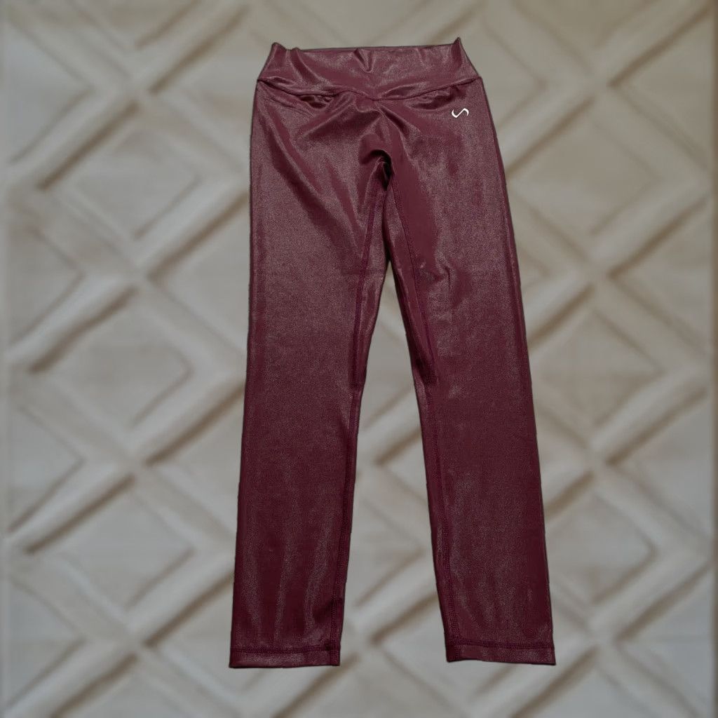 Vintage Take Life Further Compression Leggings Womens Medium Maroon High Rise Gym 24x26 Size 32" / US 10 / IT 46 - 1 Thumbnail