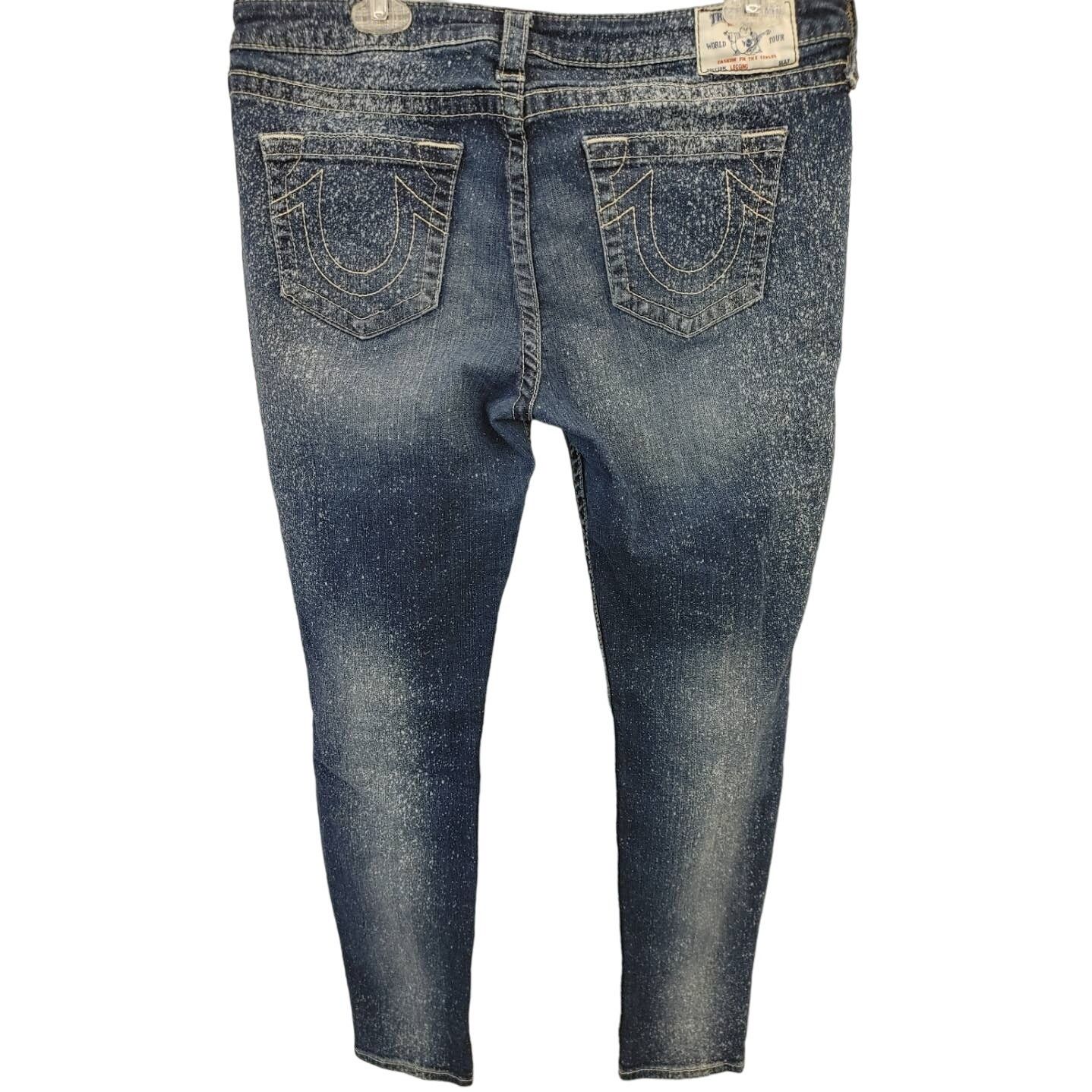 True Religion True Religion Womens Skinny Jeans Bleach Splattered Sz 33 Size 33" - 2 Thumbnail