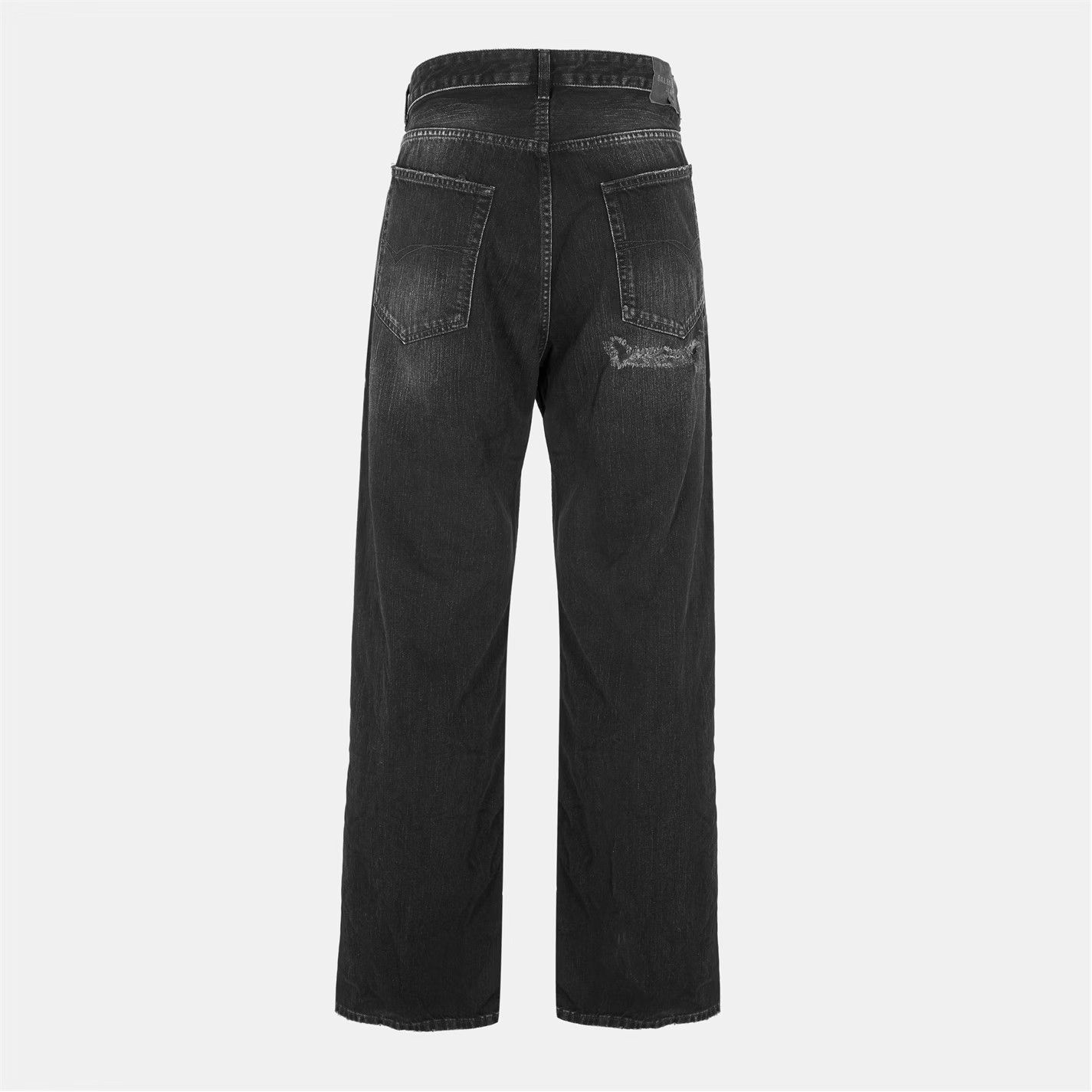 Balenciaga o1g2r1mq0226 Bal Distress Distressed Wide Leg Jeans Black Size US 34 / EU 50 - 2 Thumbnail
