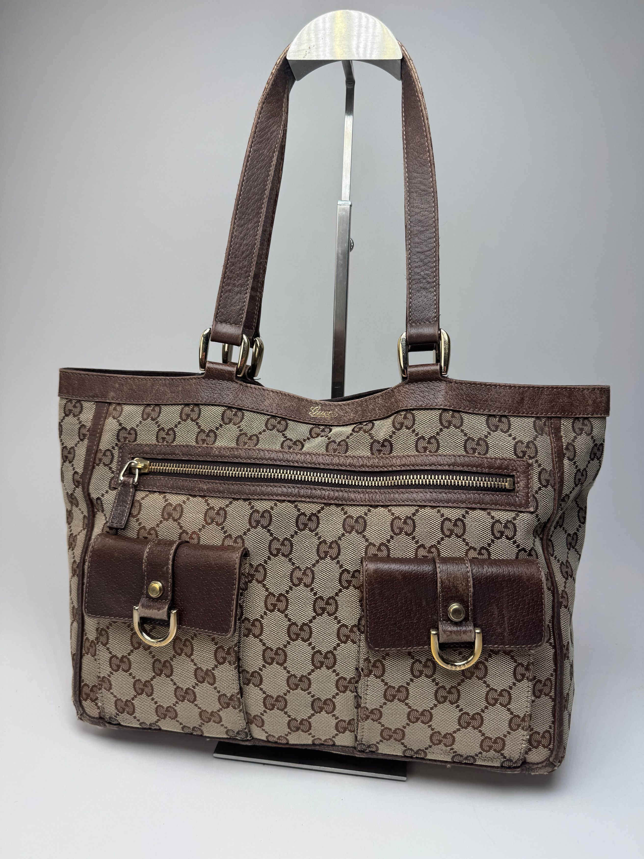 Gucci Vintage Monogram Handbag Beige Brown Size ONE SIZE - 1 Thumbnail