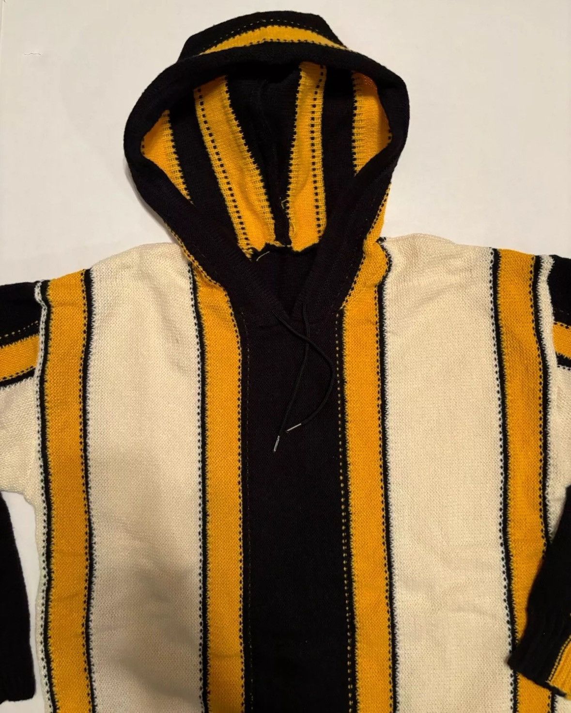 Other Striped Black White Yellow Knitted Hoodie Pullover Sz Medium Size US M / EU 48-50 / 2 - 3 Thumbnail