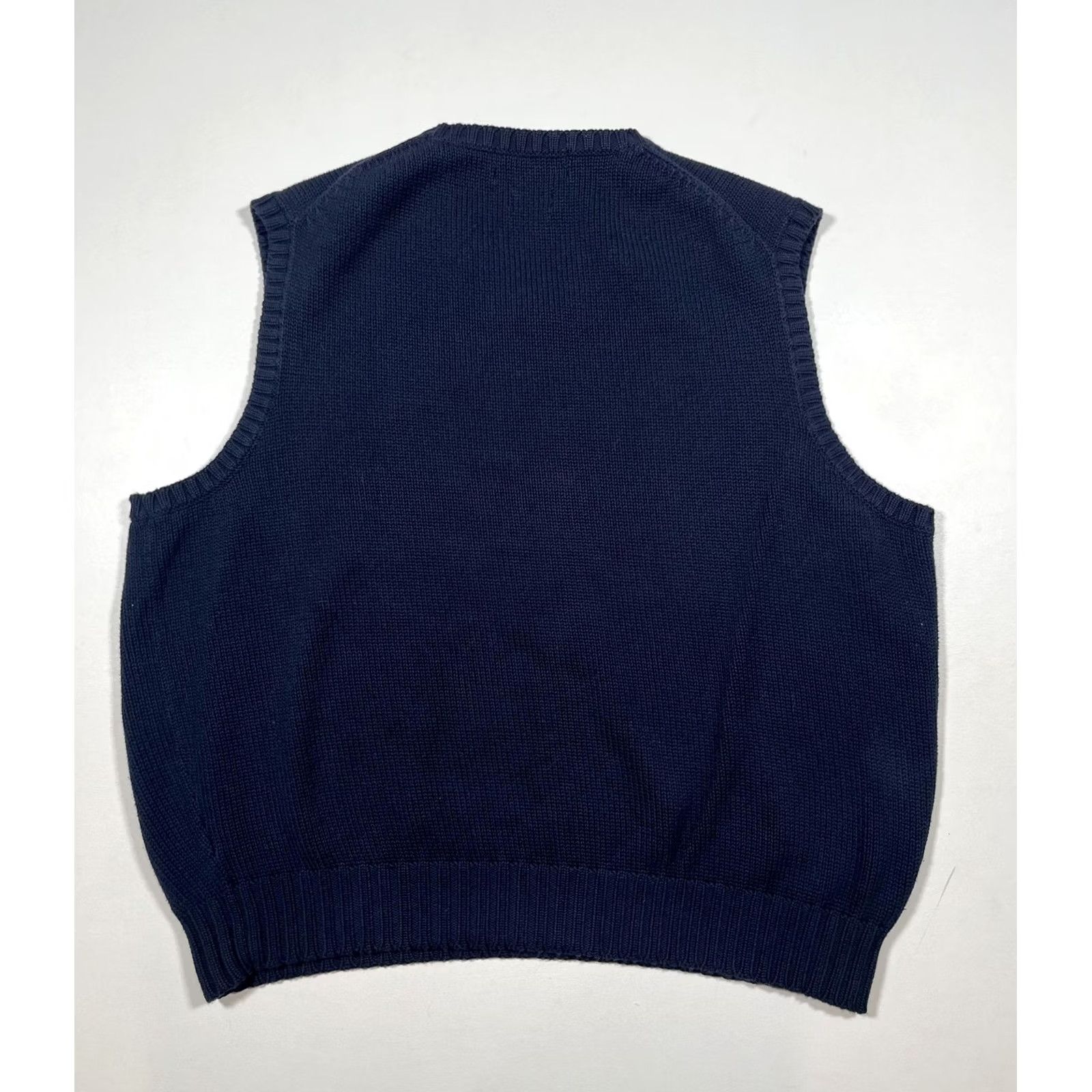Polo Ralph Lauren VINTAGE Polo Ralph Lauren Sweater Vest Mens XL Navy Blue V-Neck Cotton Knit Pony Logo Size US XL / EU 56 / 4 - 2 Thumbnail