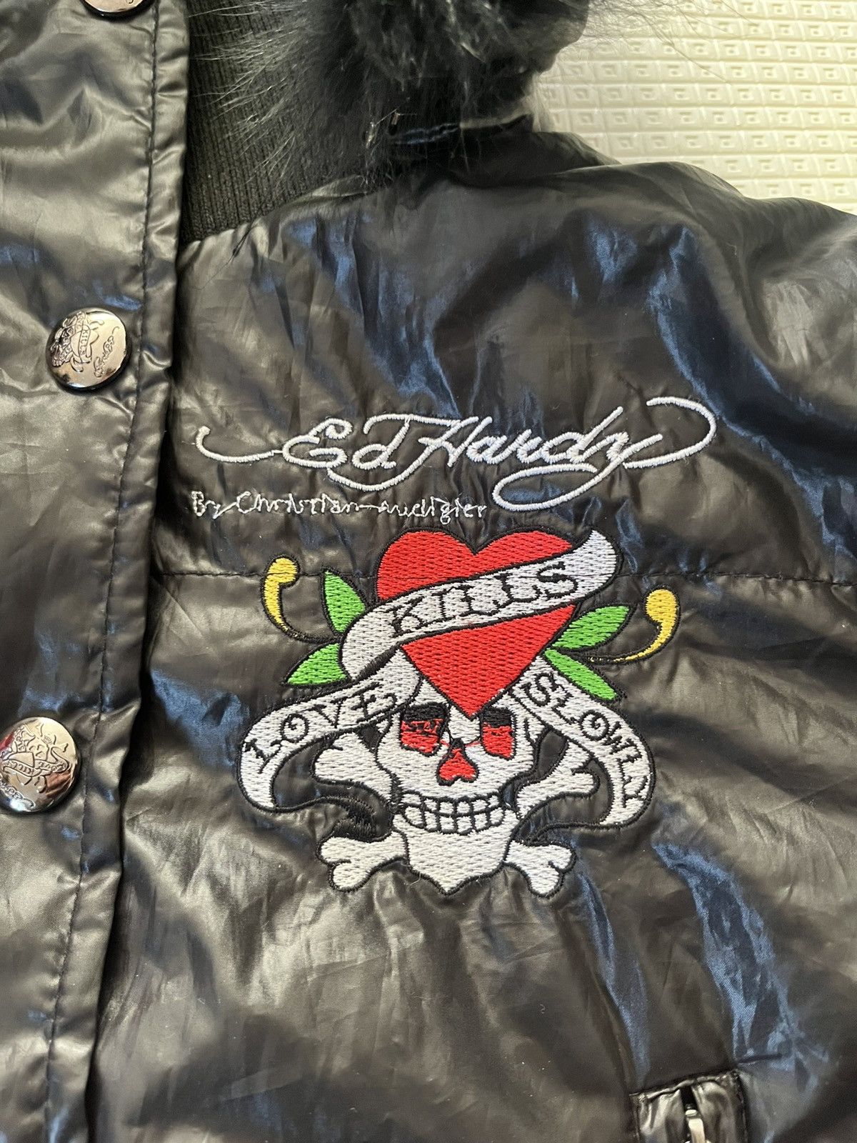 Ed Hardy Ed Hardy by Christian Audigier Leather Jacet Size US S / EU 44-46 / 1 - 4 Thumbnail