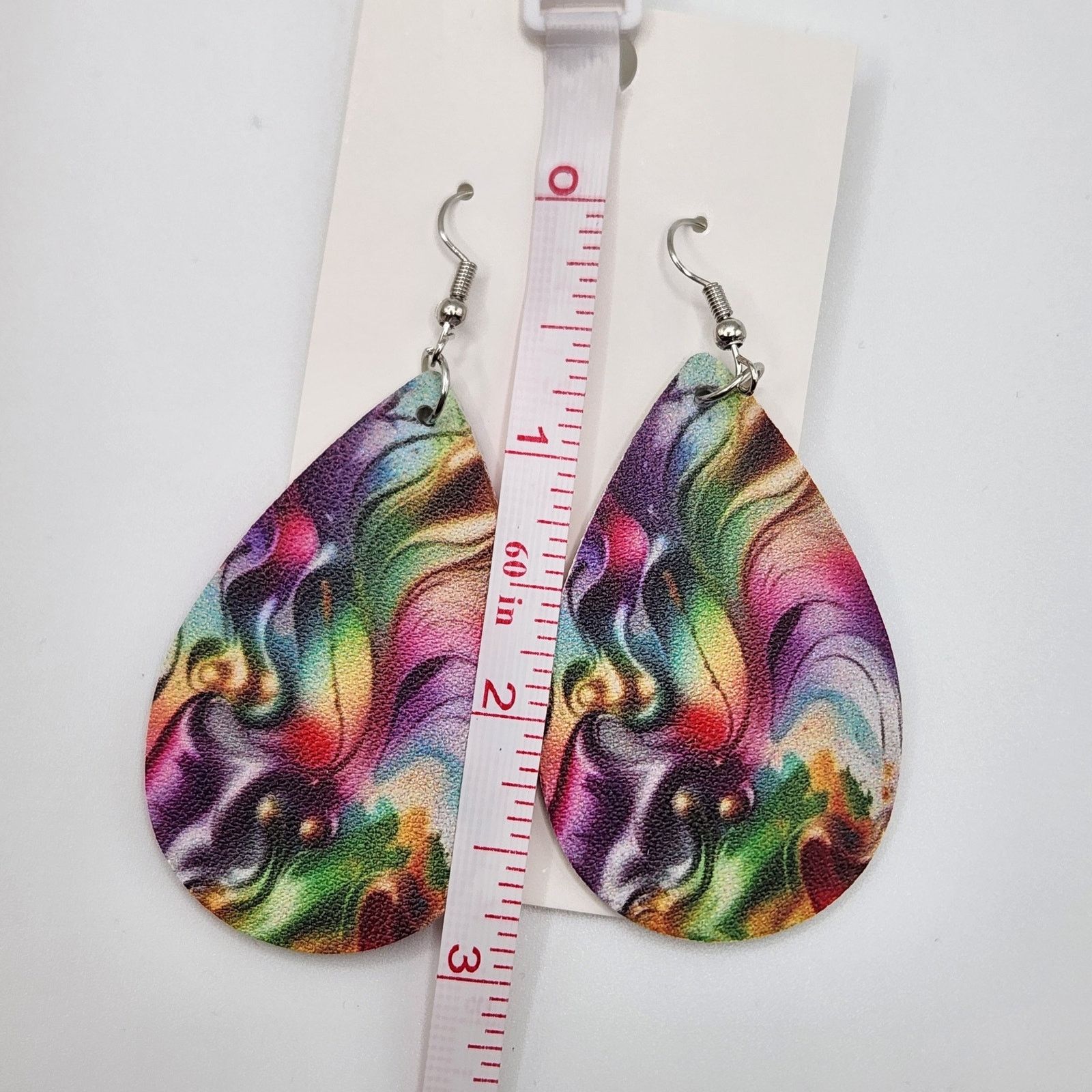 Other Floral Wave Faux Leather Teardrop Earrings Purple & Pink New Size ONE SIZE - 5 Thumbnail