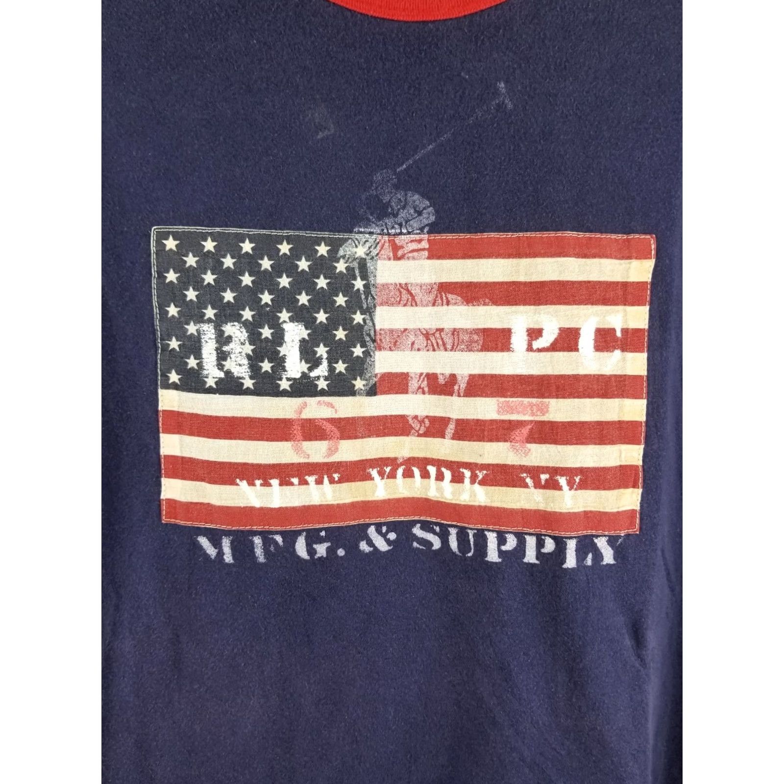 Vintage VINTAGE RALPH LAUREN POLO USA FLAG RINGER NAVY T-SHIRT XLARGE Mens Size US XL / EU 56 / 4 - 2 Thumbnail