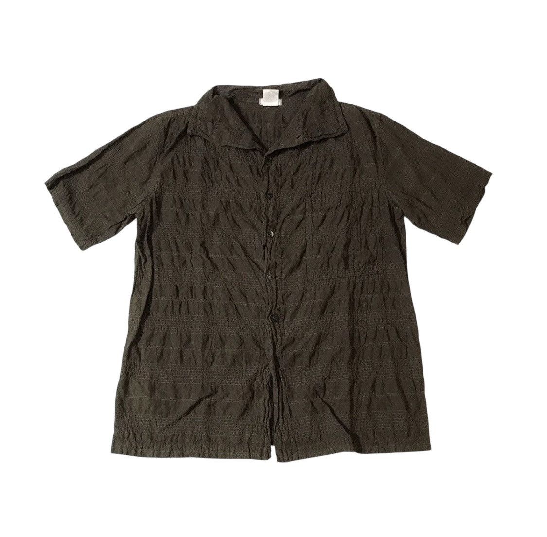 Issey Miyake TAX FREE 🇺🇸 issey miyake plantation olive wrinkled shirt Size US M / EU 48-50 / 2 - 1 Thumbnail