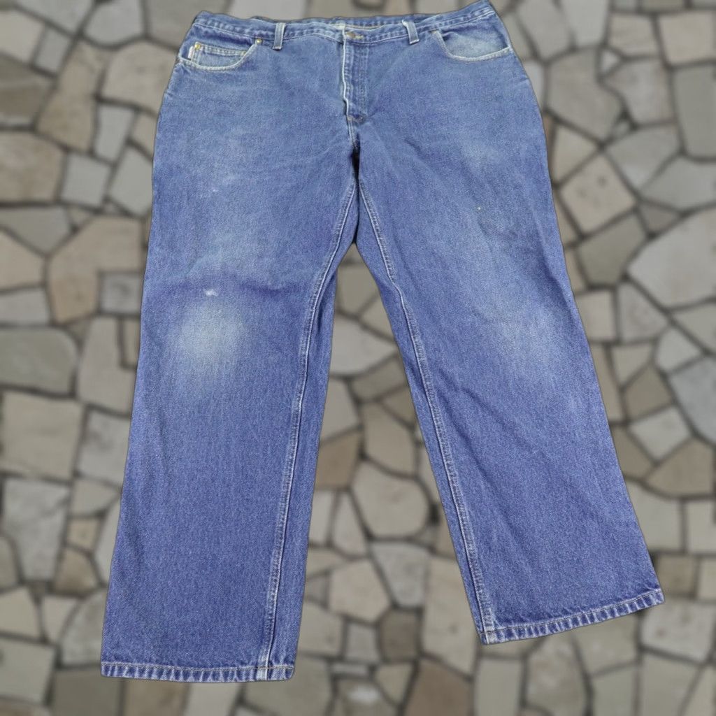 Carhartt VINTAGE Carhartt Jeans Mens 46x32 Denim Relaxed Fit Straight Leg Work Pants Dark Blue Cotton Mens Size US 44 / EU 60 - 1 Thumbnail