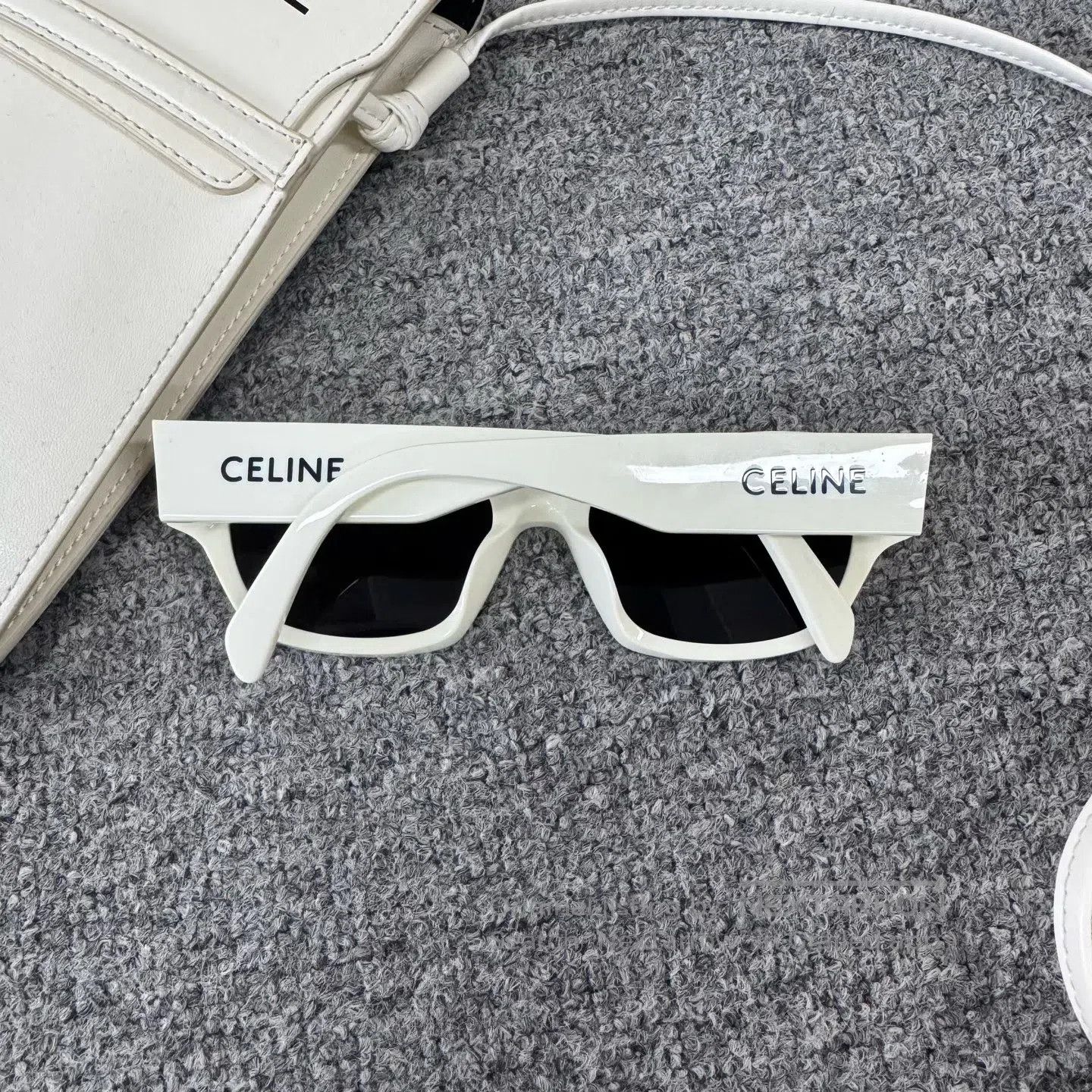 Celine CELINE Alphabet logo, white, cat-eye rectangle, sunglasses Size ONE SIZE - 3 Thumbnail