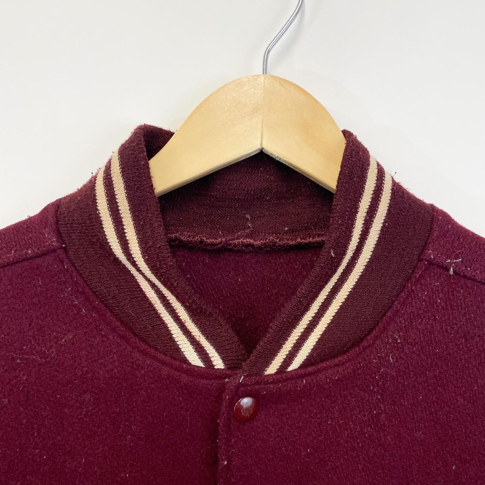 Vintage Vintage 70s Raiders Varsity Club Jacket Burgundy Mens Large Size US L / EU 52-54 / 3 - 4 Thumbnail