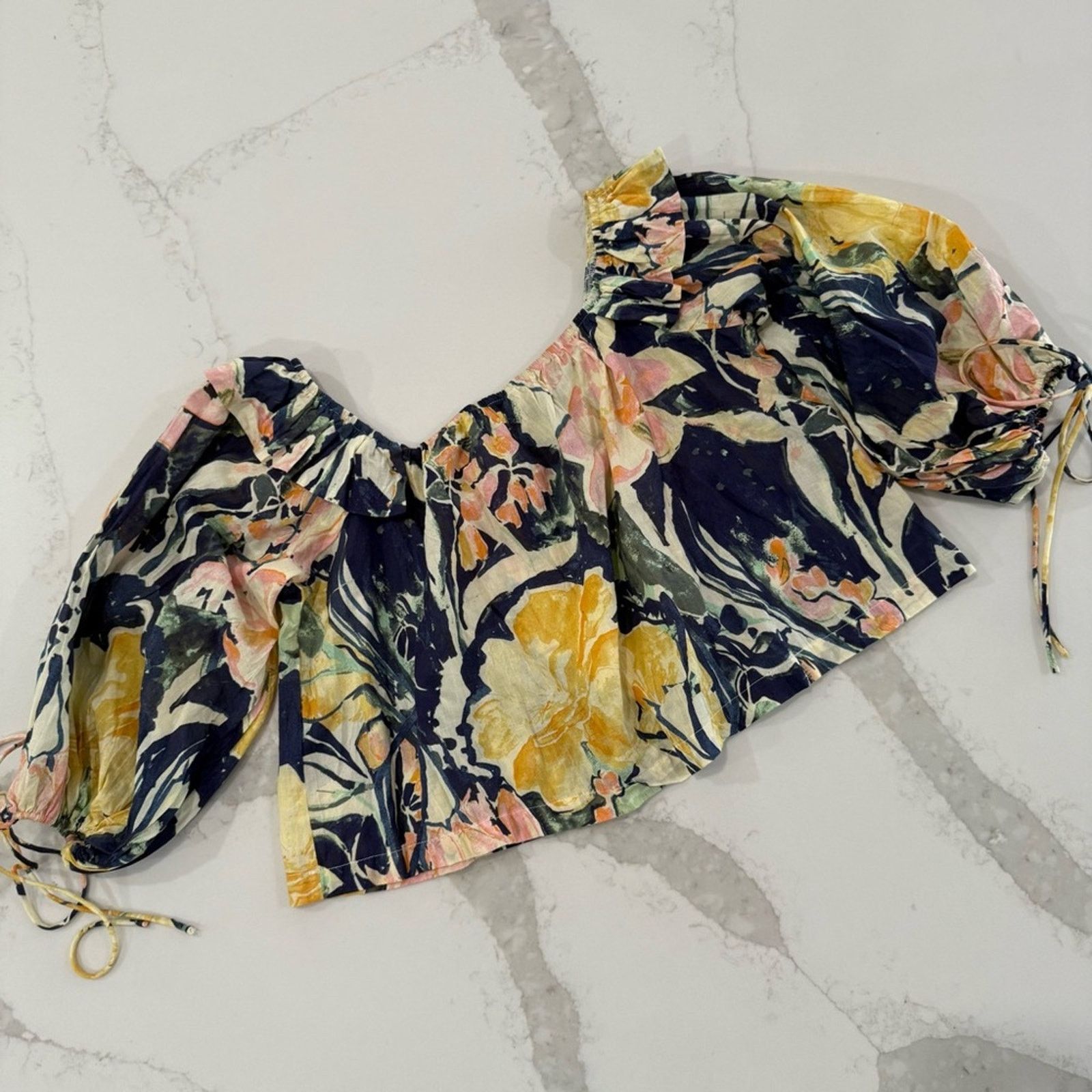Free People Free People Floral Off Shoulder Crop Top Womens Small Size S / US 4 / IT 40 - 1 Thumbnail