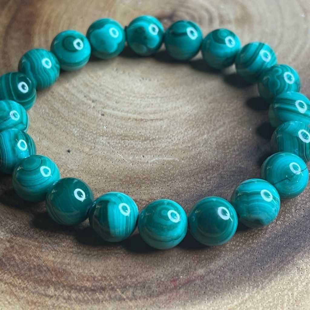 Other Malachite green circles orbs stretch beaded bracelet 7” crystal healing beads 8mm growth optimism transformation Size ONE SIZE - 3 Thumbnail