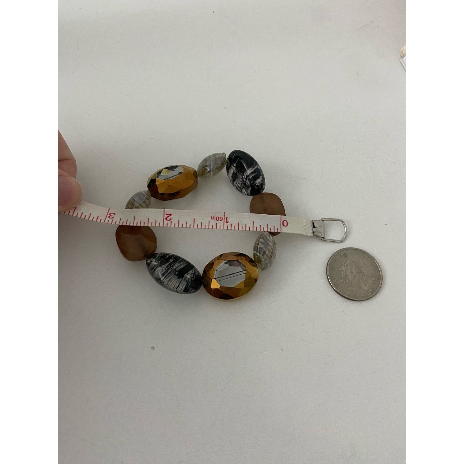 Handmade Clear bronze black glass bead bracelet Size ONE SIZE - 4 Thumbnail
