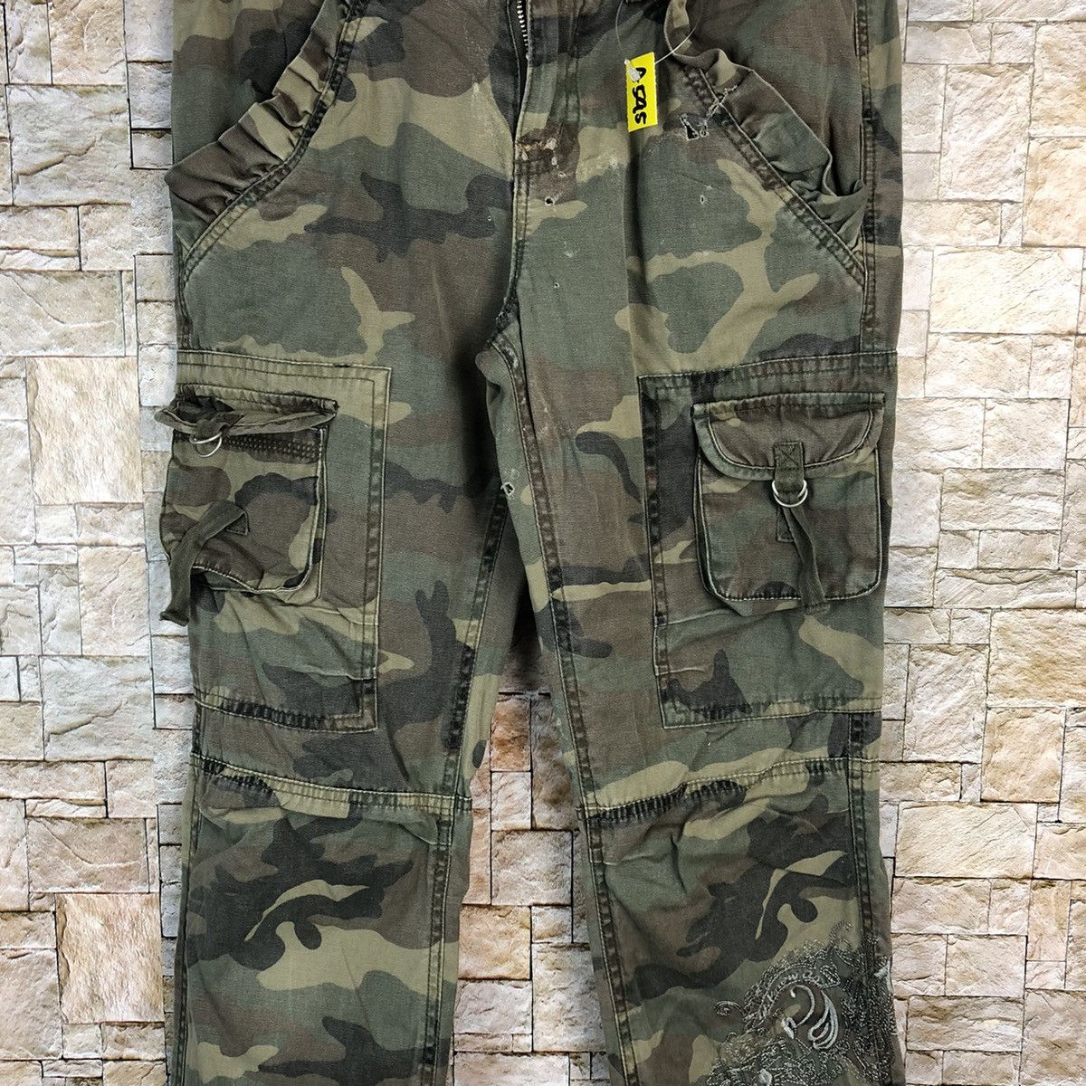 Japanese Brand As Know Is De Base Camo Green Cargo Multipocket Pants #A595 Size 28" / US 6 / IT 42 - 6 Thumbnail