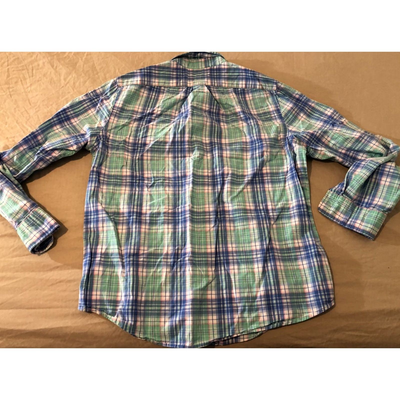 Vineyard Vines Vineyard Vines Mens Plaid Button-Up Shirt Medium Slim Green Cotton Dress Size 40R - 5 Thumbnail