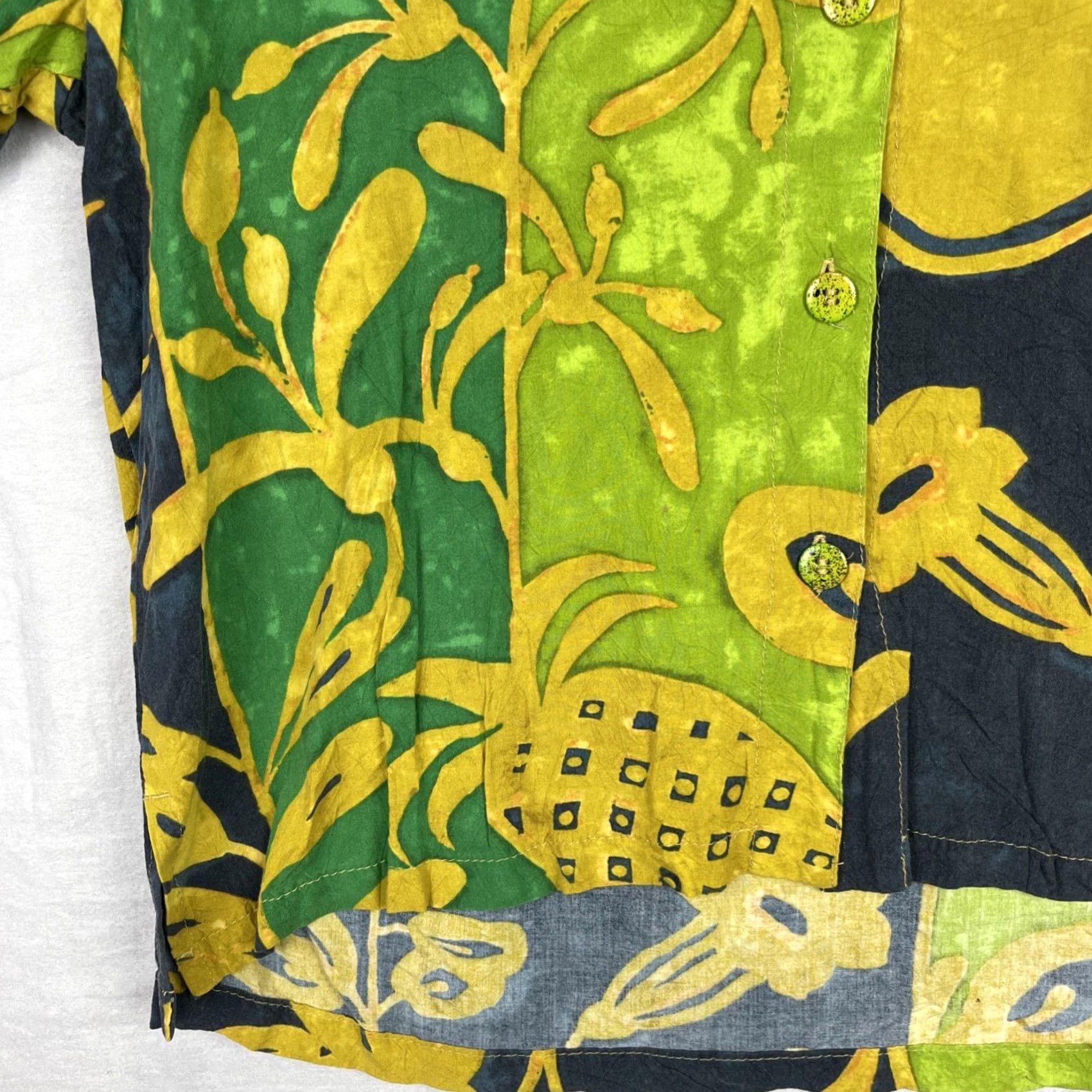 Jams World VINTAGE Jams World Shirt Womens Small Green Hawaiian Aloha Pineapple Patch Rayon Size S / US 4 / IT 40 - 4 Thumbnail