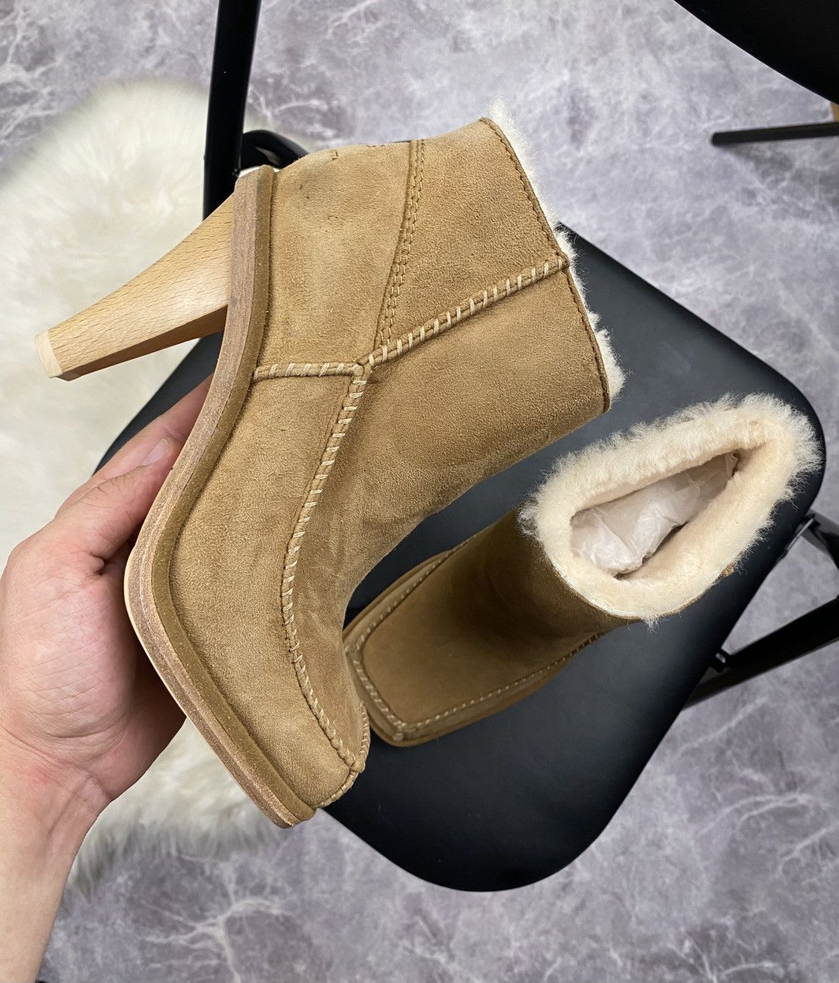 Eckhaus Latta Ugg X Eckhaus Latta Beige Square Toe Heel Boots Size: 37 Size US 7 / IT 37 - 1 Thumbnail