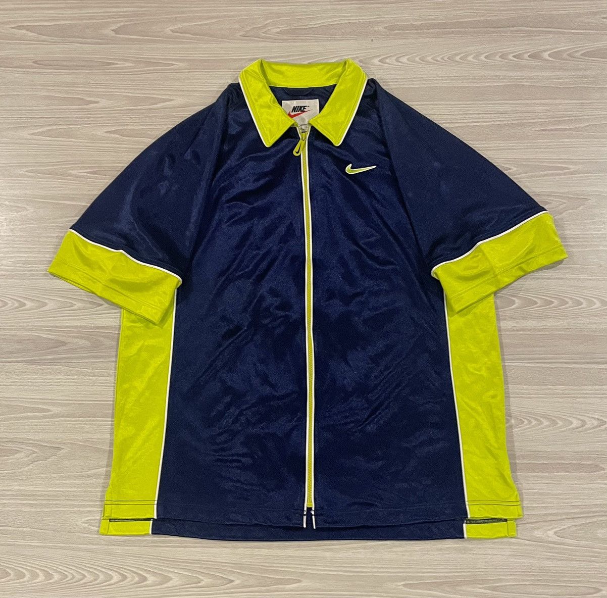 Nike Vintage 90s Nike Zip Up Silky Jersey Blue Men’s Size Medium Size US M / EU 48-50 / 2 - 1 Thumbnail